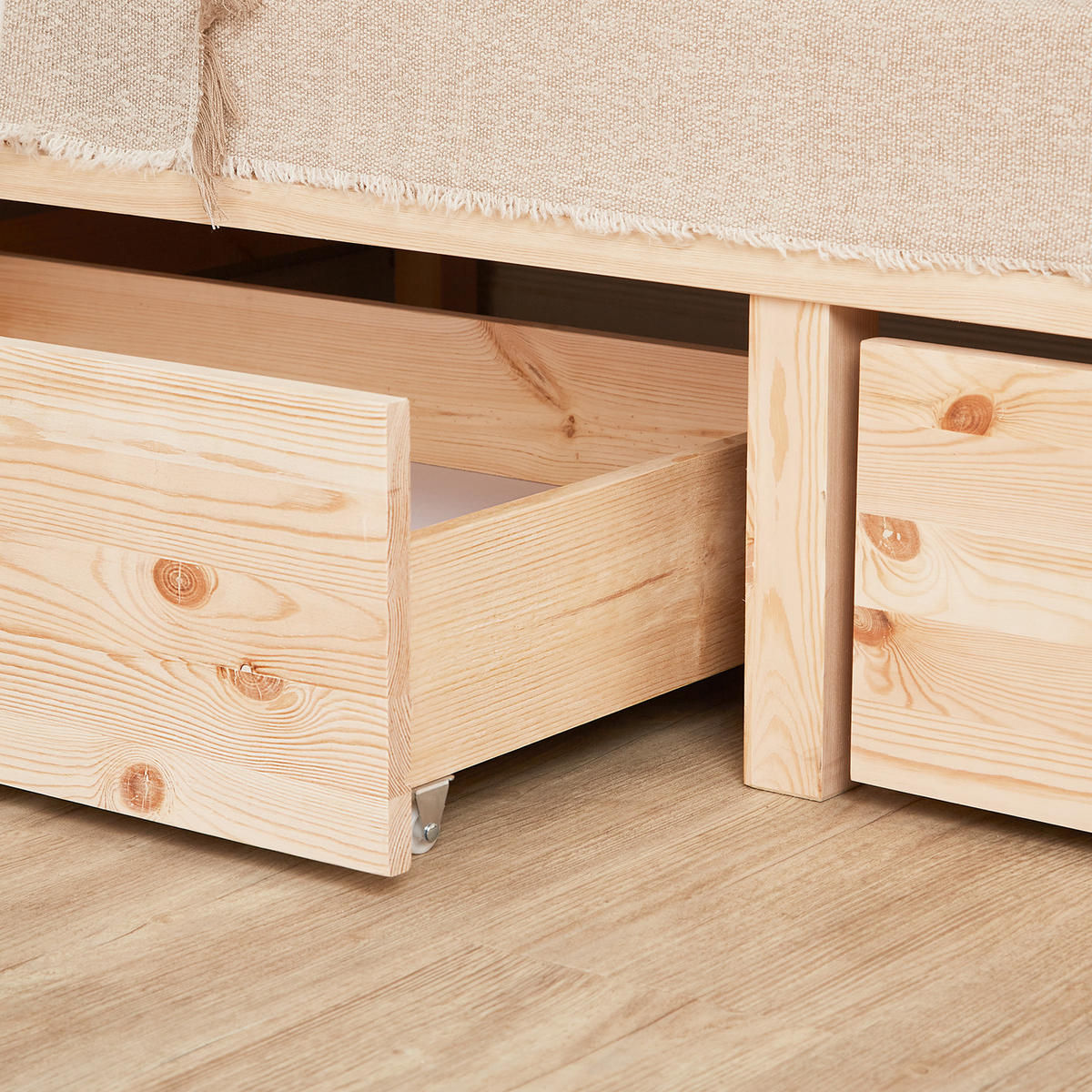 HOLZBETT mit Stauraum 90/200 cm natur - Braun, Holz (90/200cm) - Homestyle4u