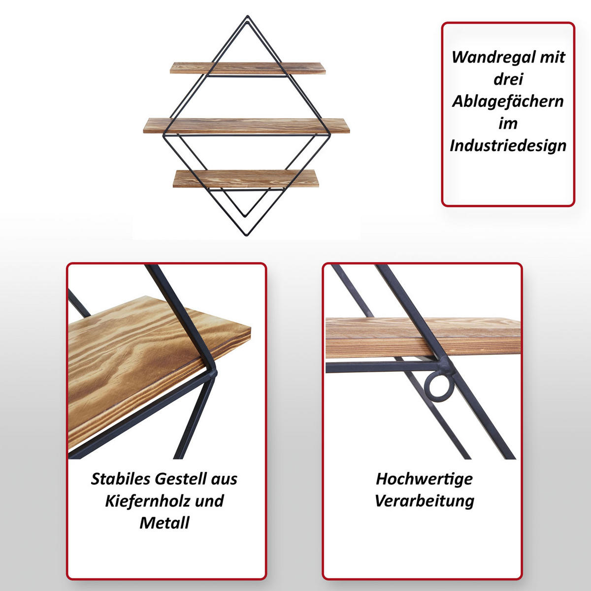 WANDREGAL Braun - Braun, Holz (55/60/12cm) - MCW