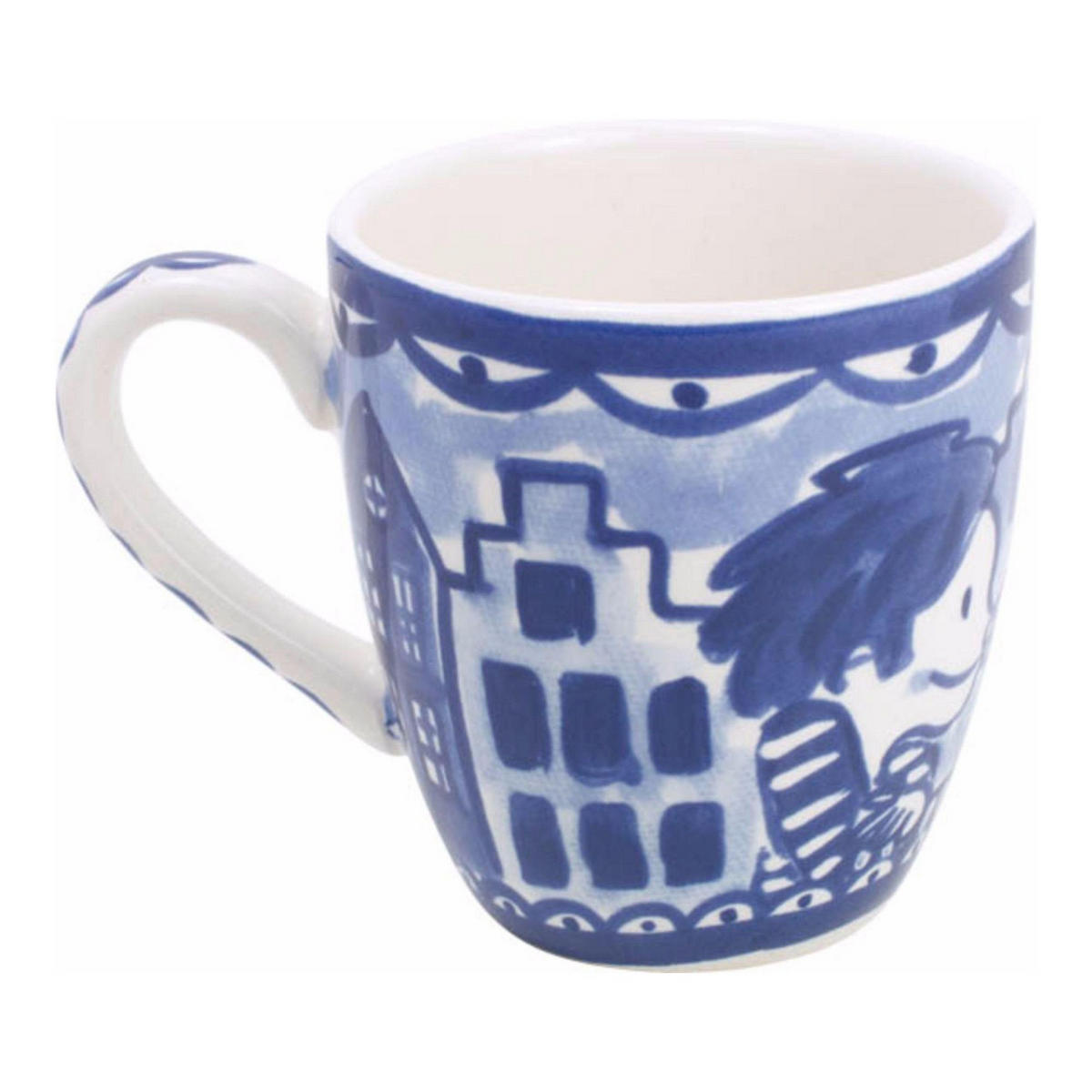 MINI-BECHER Küssend in Blau - 200 ml - Multicolor, Keramik (0.2L) - Blond Amsterdam