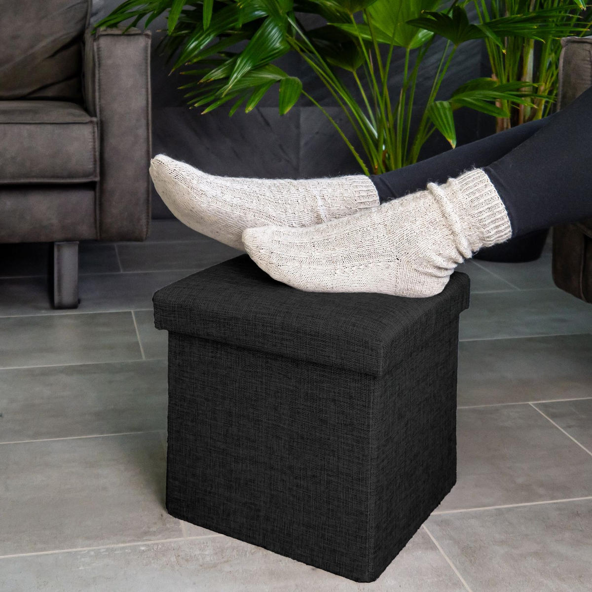 SITZBOX Faltbar 30/30/30 cm (Schwarz) - Schwarz, Textil (30/30/30cm) - Intirilife