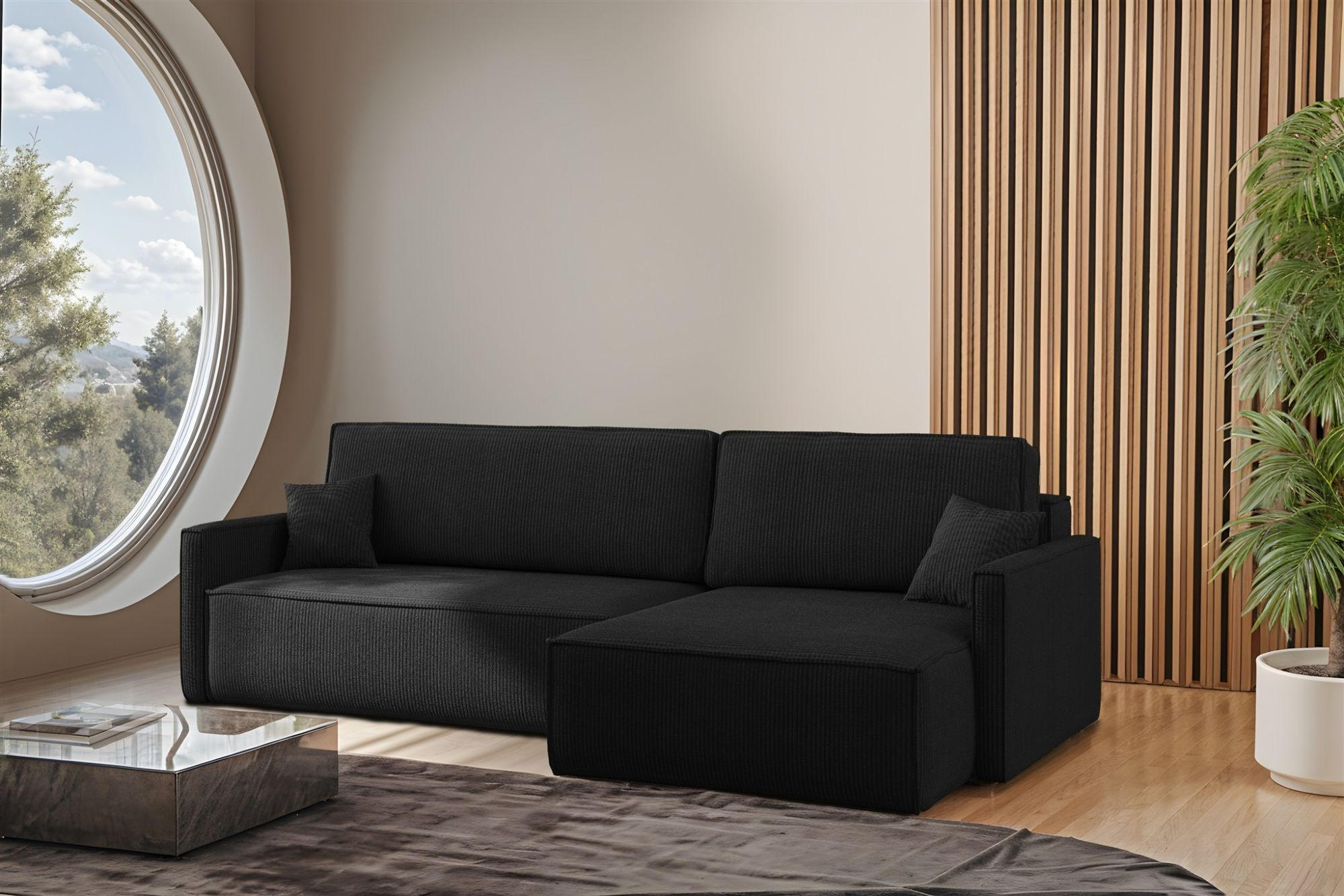 ECKSOFA Louis Scala - Anthrazit, Holzwerkstoff/Textil (250/142cm) - Fun Möbel