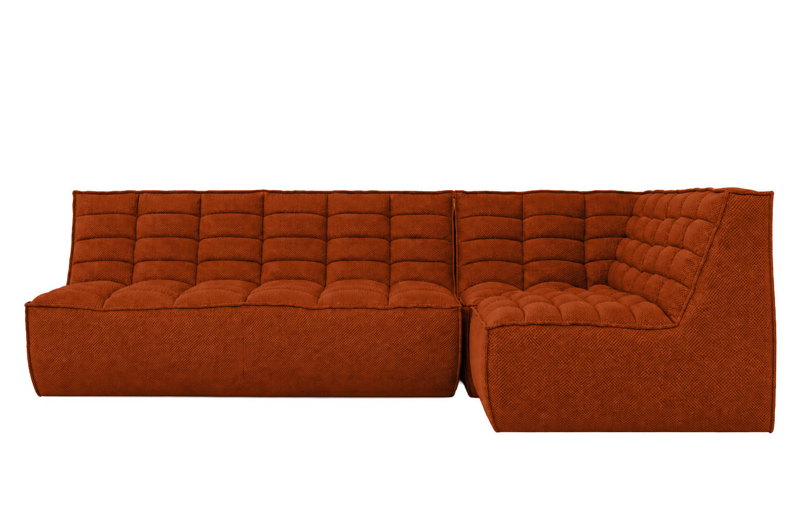 ECKSOFA Modulare L-Form, Plüschstoff Pop, Kupfer, Rechts, LAZY L Mini - Kupferfarben, Holz (253/173cm) - Kaiser Möbel
