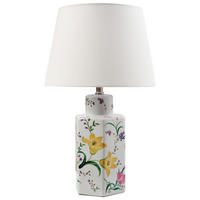 TISCHLAMPE Porzellan Weiß Cavado - Blau/Gelb, Keramik (33/33/54cm) - Beliani