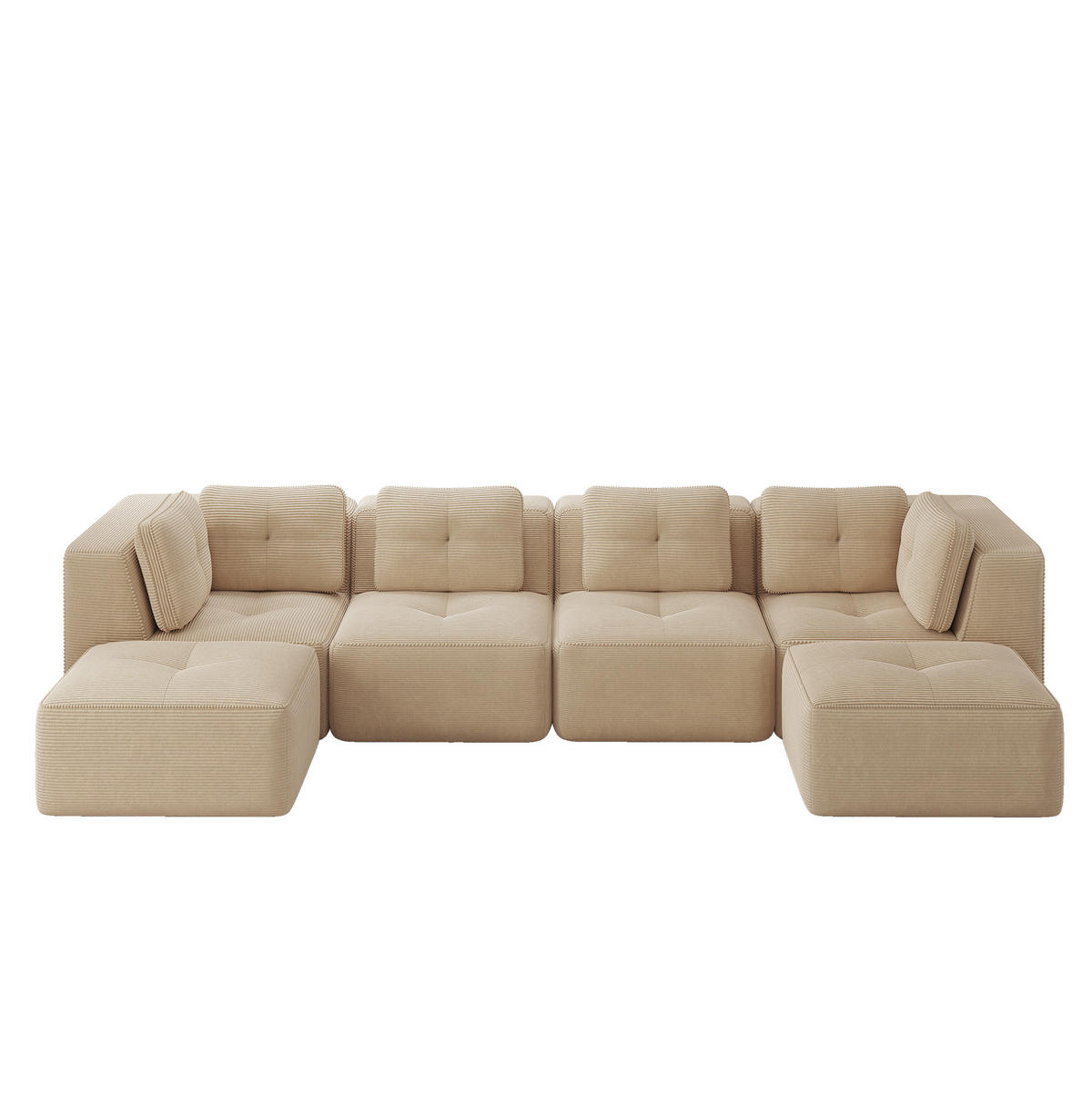 ECKSOFA 386/177/69 cm Beige aus Cord mit modularem Design und rutschfestem Standfuß - Beige, Textil (177/386cm) - OKWISH