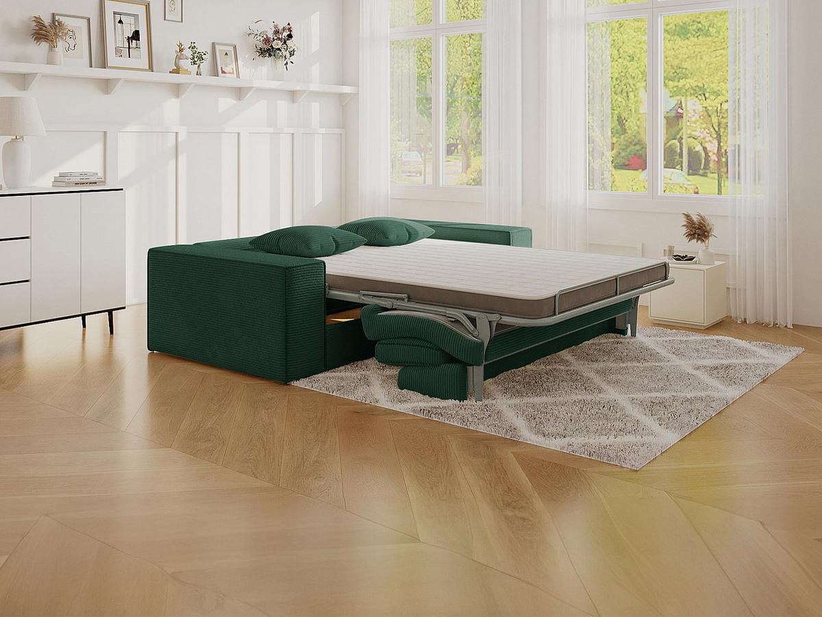 SCHLAFSOFA - 3 Personen - samt - tannengrün Amelia - Waldgrün, Textil (216/80/105cm) - Vente-Unique