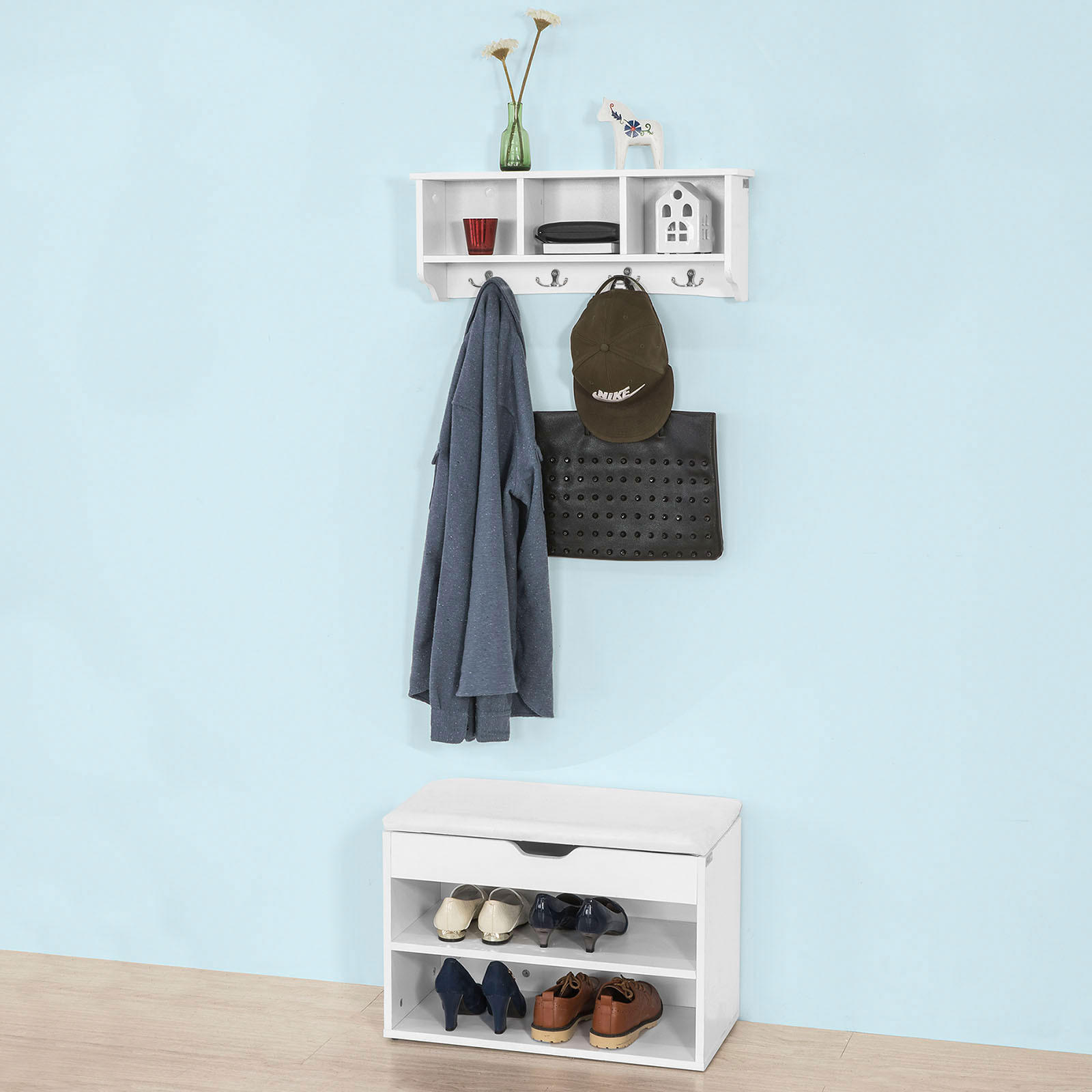 WANDGARDEROBE Weiß - Weiß, Holzwerkstoff (60/23/15cm) - SoBuy