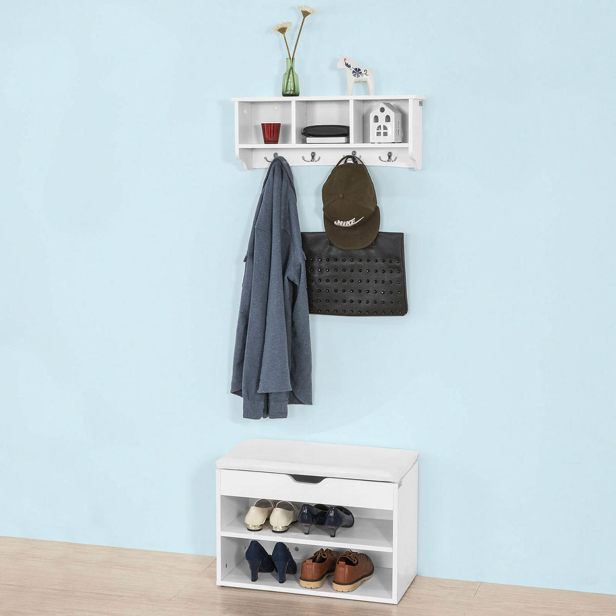 WANDGARDEROBE Weiß - Weiß, Holzwerkstoff (60/23/15cm) - SoBuy