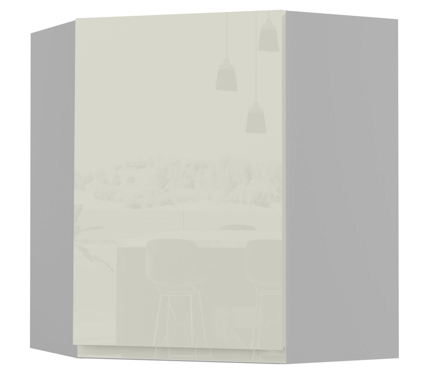 HÄNGESCHRANK Florence W10/60 Grau / RAL 1013 perlweiß HG 60 / 60 / 72cm - Türanschlag links - Weiß Hochglanz/Grau, Holz/Holzwerkstoff (60/72/60cm) - Feldmann-Wohnen