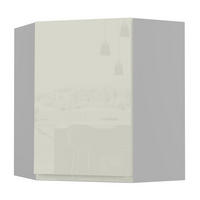 HÄNGESCHRANK Florence W10/60 Grau / RAL 1013 perlweiß HG 60 / 60 / 72cm - Türanschlag links - Weiß Hochglanz/Grau, Holz/Holzwerkstoff (60/72/60cm) - Feldmann-Wohnen