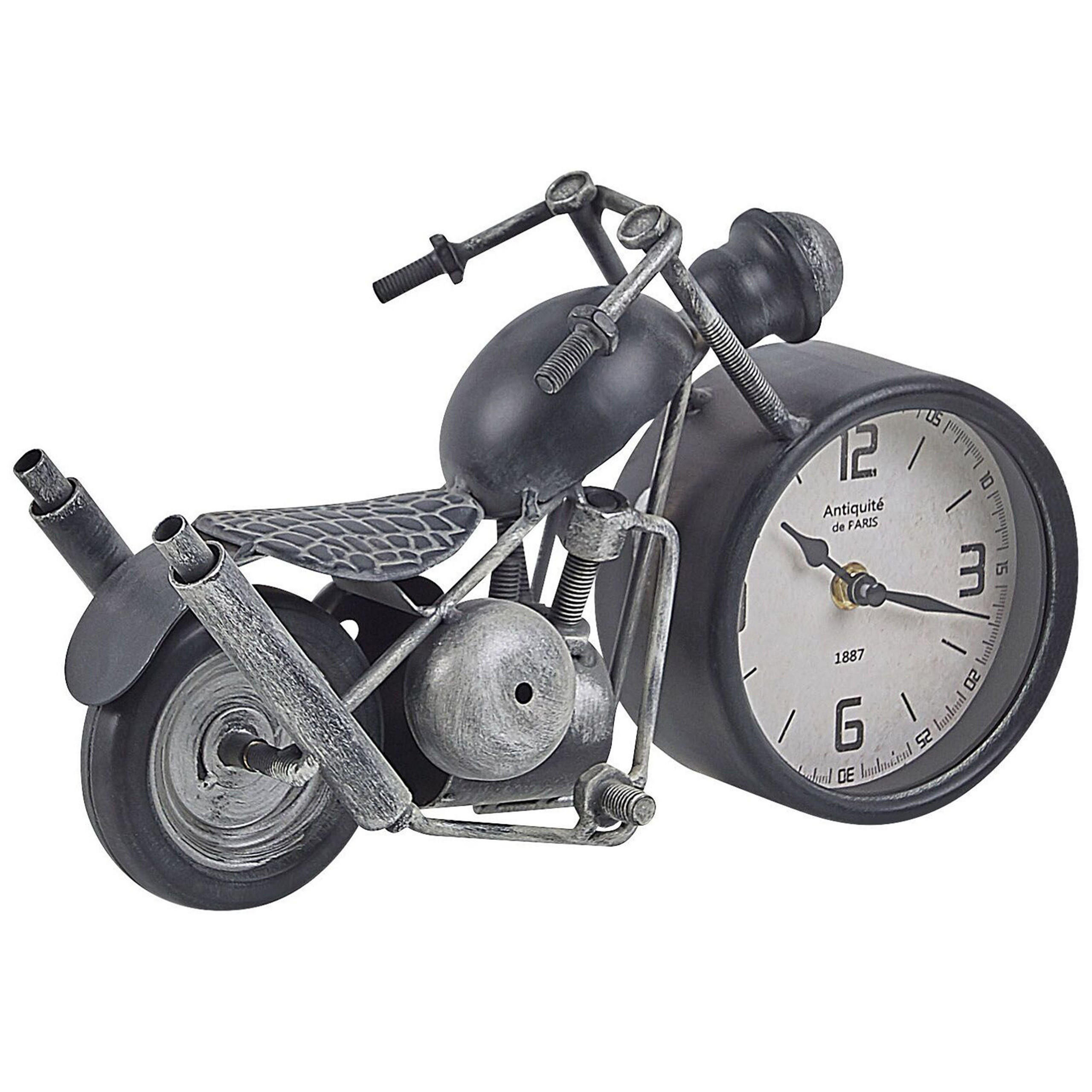 TISCHUHR Schwarz/Weiß/Silber Berno - Silberfarben/Schwarz, Metall (30/19/11cm) - Beliani