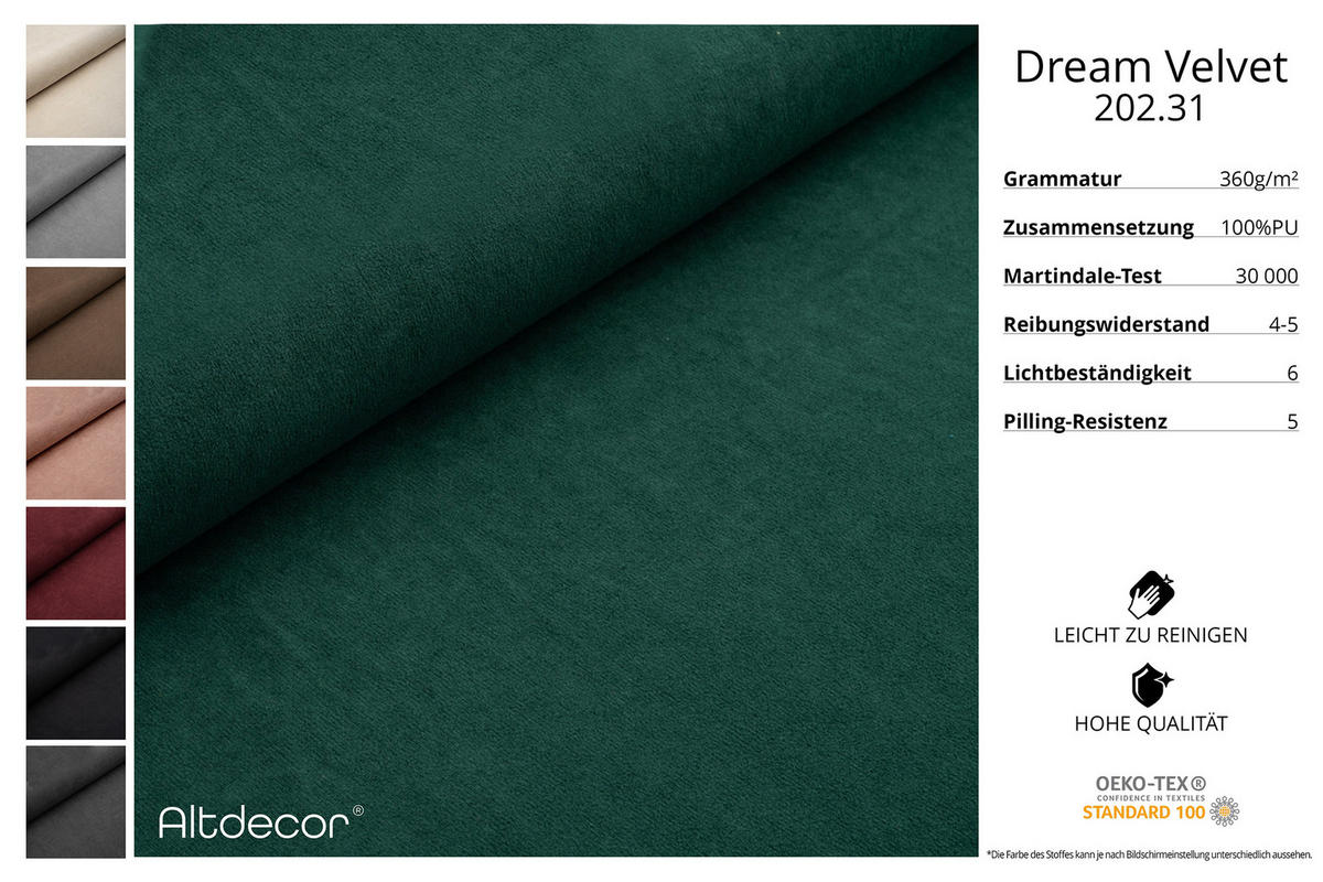 ECKSOFA mit Schlaffunktion und Bettkasten LIRA-L - 264x172x89 Grün - Grün, Holzwerkstoff/Textil (172/264cm) - ALTDECOR