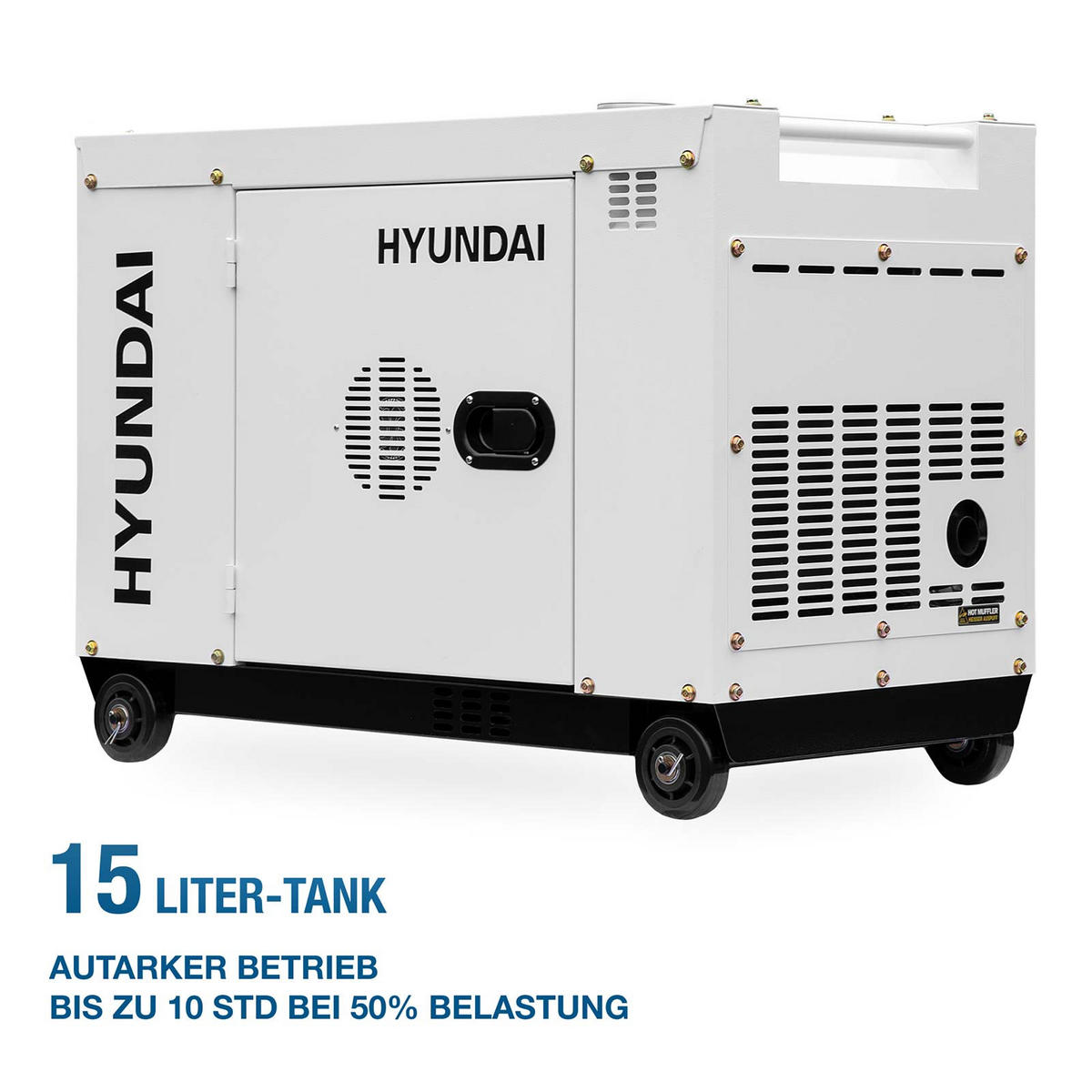 DIESEL Generator DHY8600SE D (6.3 kW, Elektrostart, 2 x 230V) - Weiß, Metall (92/52/72cm) - HYUNDAI