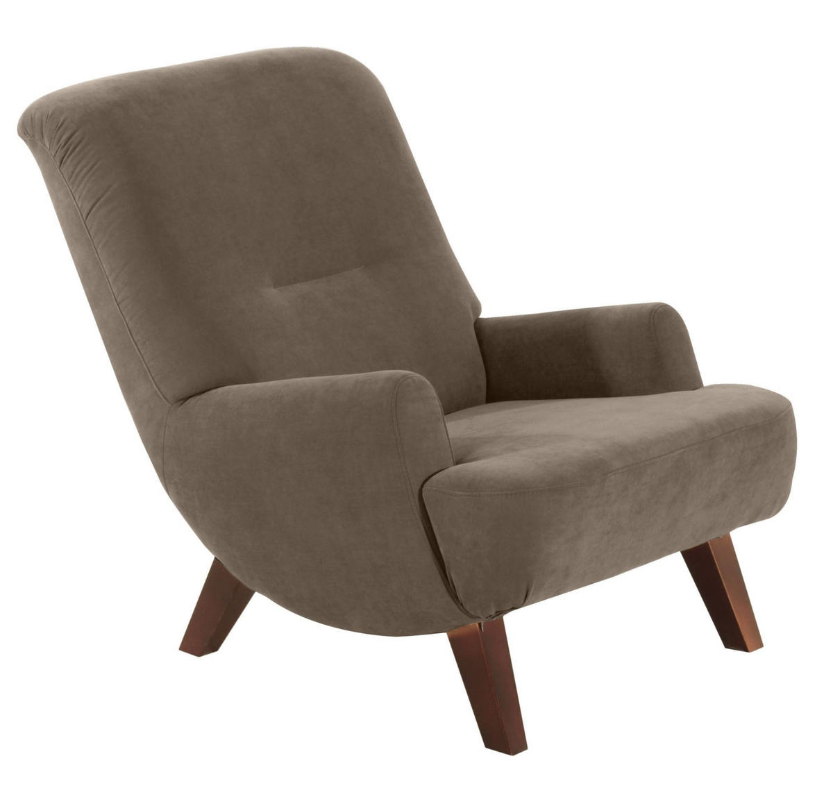 SESSEL Kajsa 71x80x101 Bezug Veloursstoff Buche nussbaum/sahara - Nussbaumfarben/Sahara, Kunststoff (101/80/71cm) - 58aufmkessel