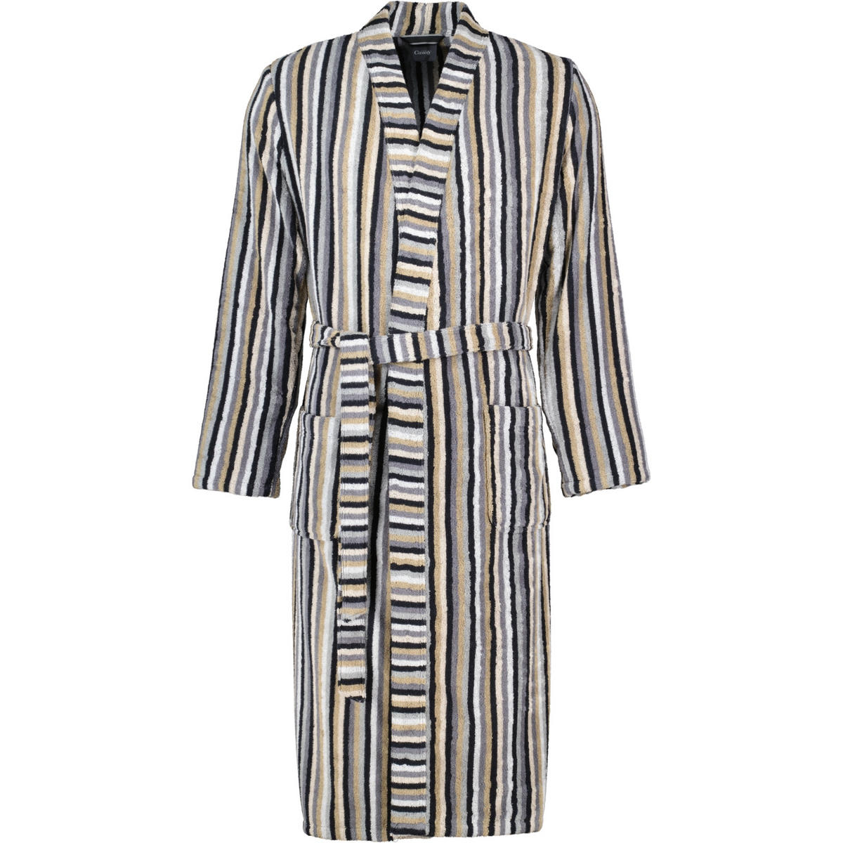 BADEMÄNTEL HERREN KIMONO STREIFEN 6607 KIESEL - 73 - Grau, Textil (Mnull) - Cawoe