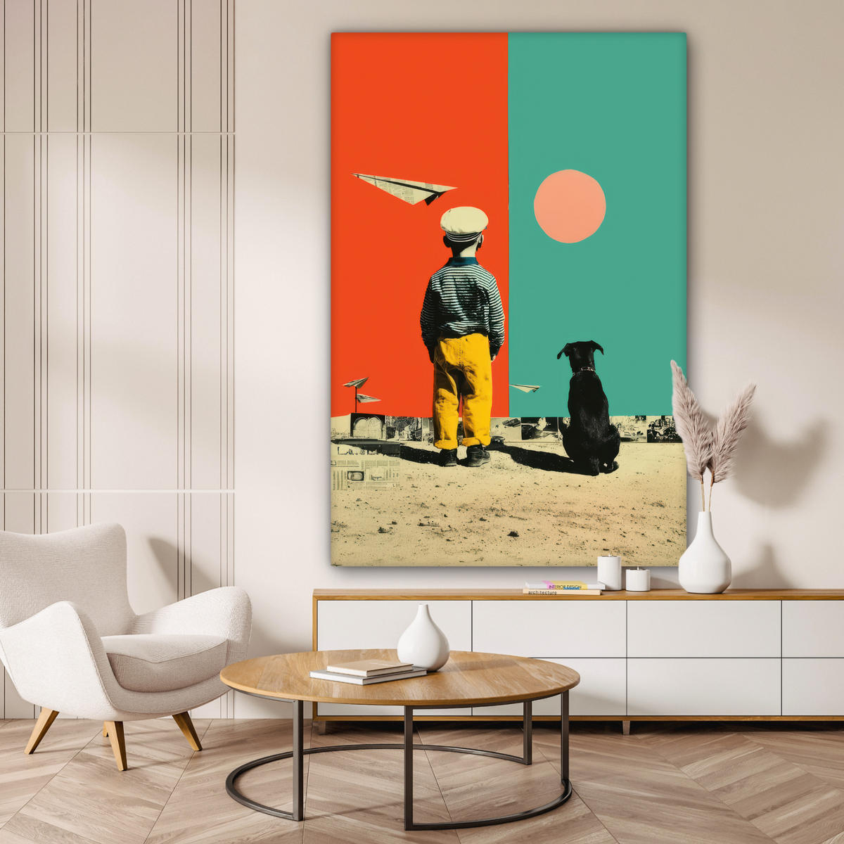 SLIKA NA PLATNU Mladenič pop-art 90x140 cm - oranžna, tekstil (90/140cm) - MuchoWow