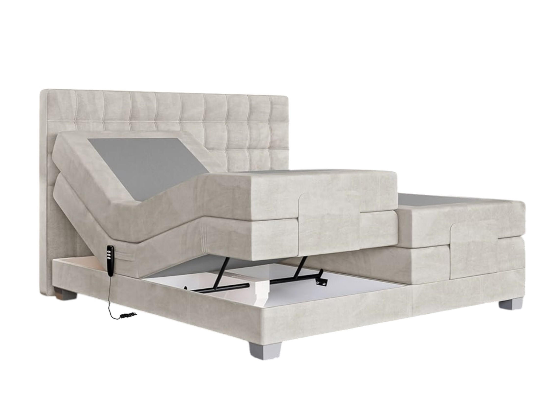BOXSPRINGBETT Electra King 200x200 cm Beige Velvet H3 - Beige, Holz (200/200cm) - Labett