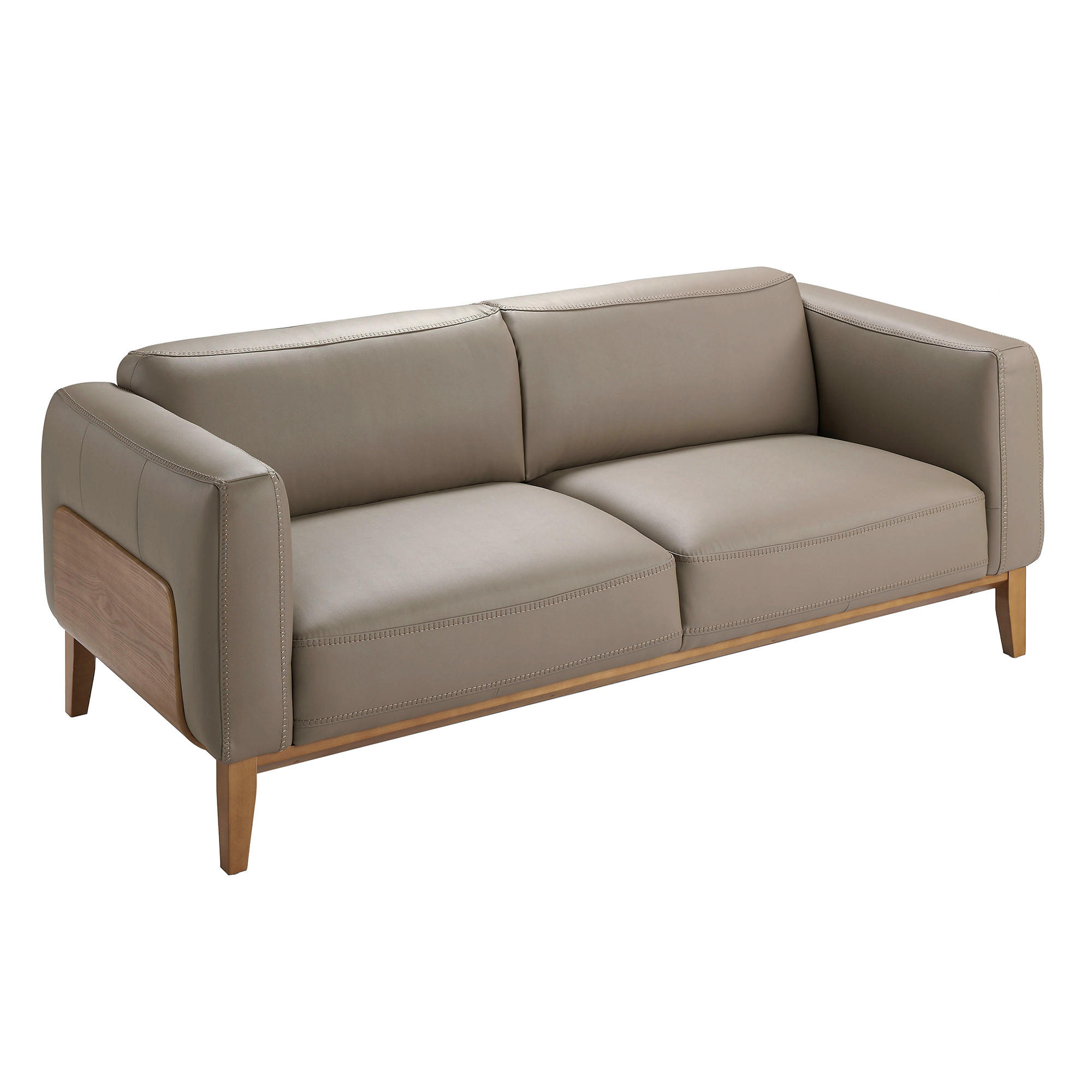 SOFA 3-SITZER Walnuss Nerz 209/92/77 cm - Taupe/Walnussfarben, Leder (209/77/92cm) - ANGEL CERDA