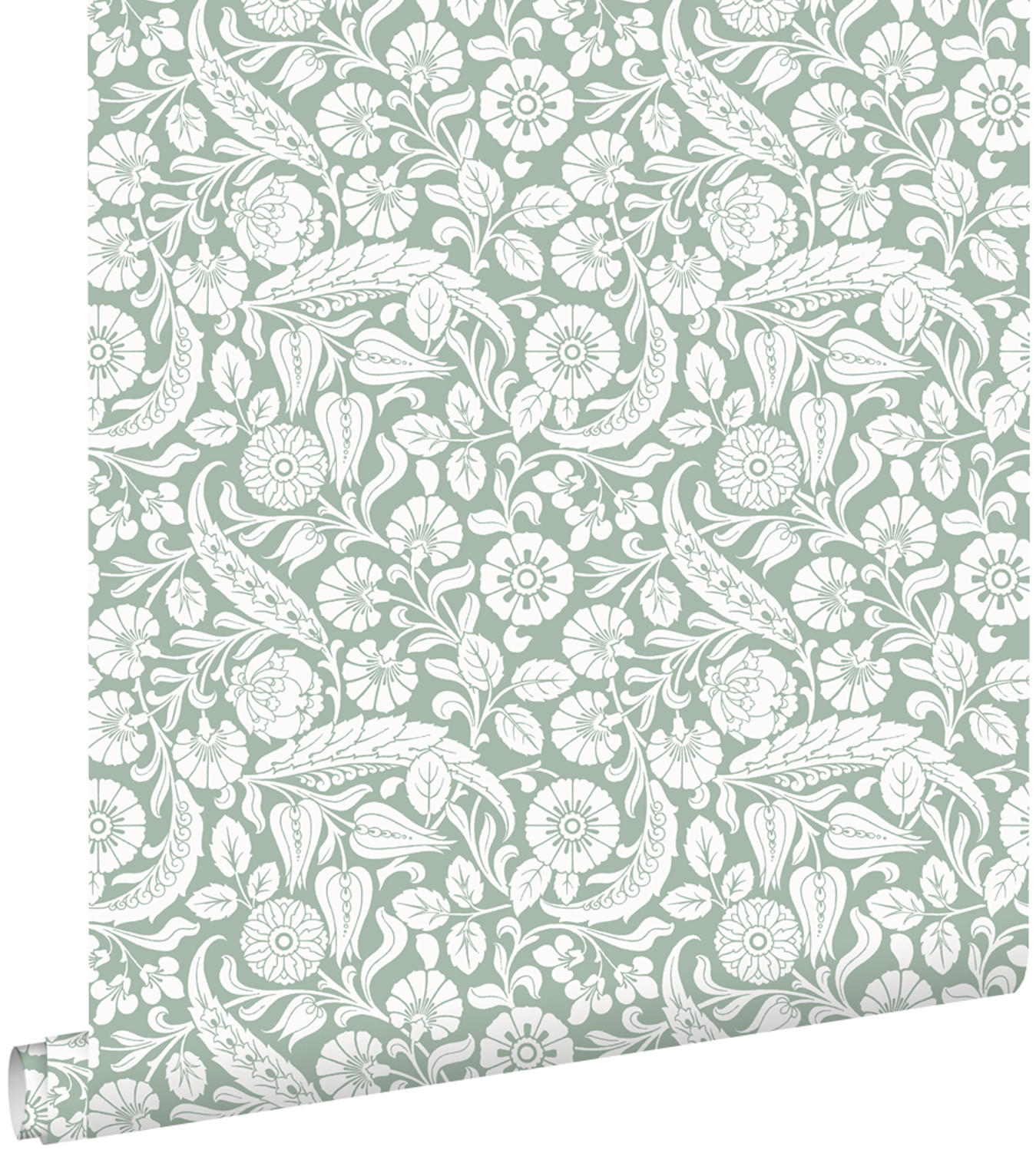 TAPETE Blumenmuster 53 cm x 10.05 m - Grün, Papier (53/1000cm) - ESTAhome