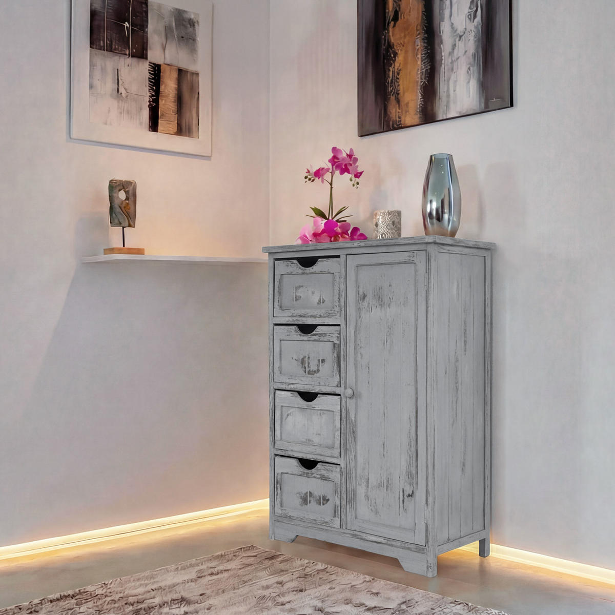 KOMMODE Grau - Grau, Holz (55/82/30cm) - MCW