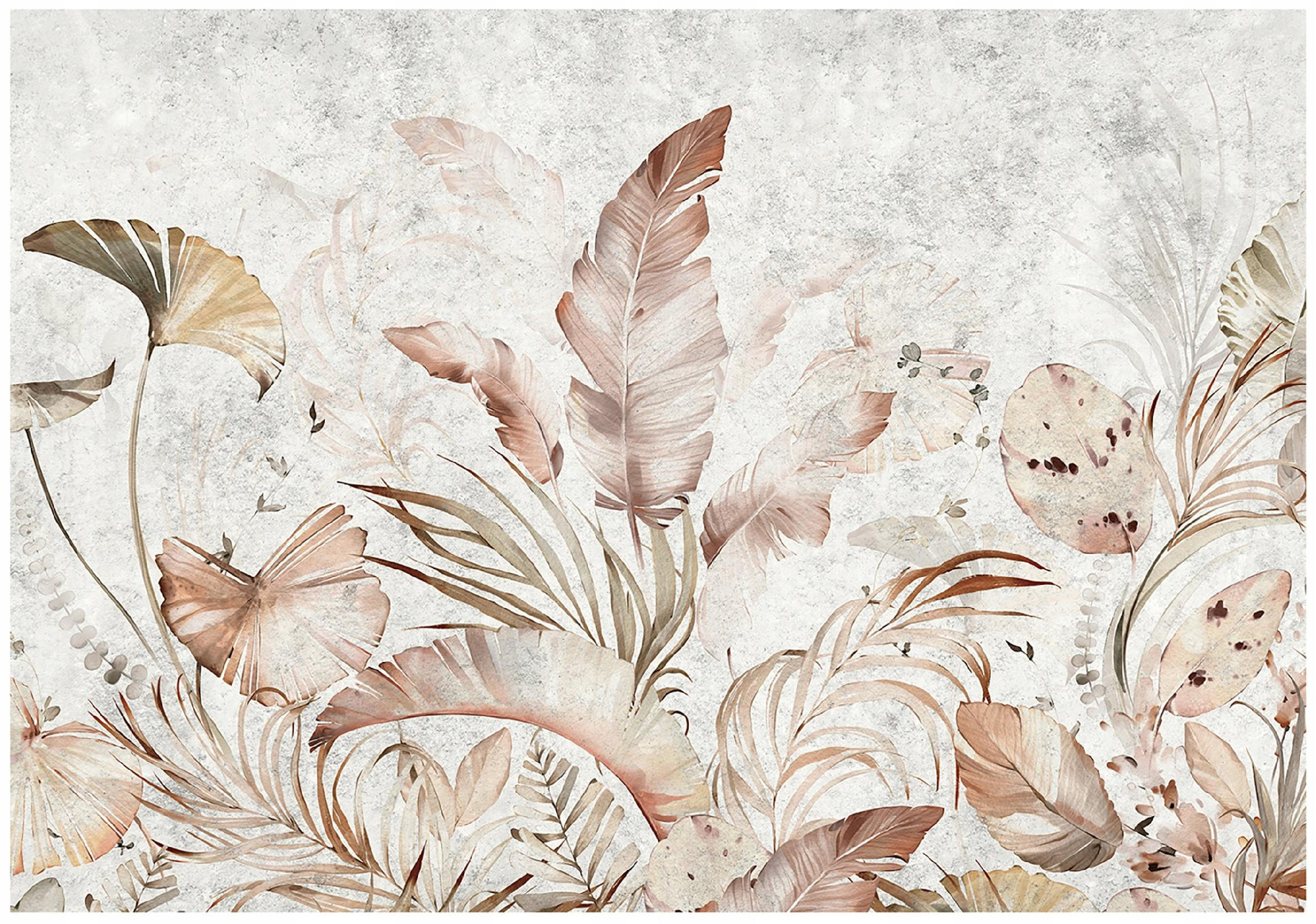 FOTOTAPETE Blätter Beton Grau 254x184 cm - Multicolor, Textil (254/184cm) - Wallarena