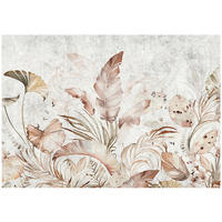 FOTOTAPETE Blätter Beton Grau 254x184 cm - Multicolor, Textil (254/184cm) - Wallarena