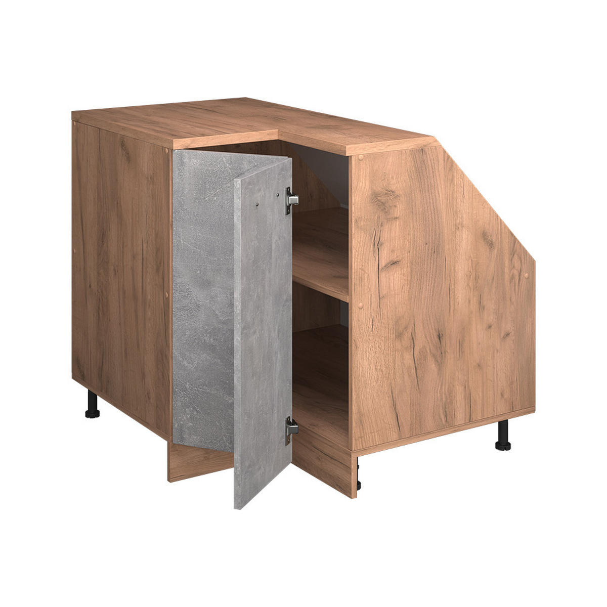 KOTNI KUHINJSKI ORMAR ZA KOSINE KROVA R-Line Beton 75.6 cm s 1 vratima, korpus ormarića dubine 60 cm - hrast medunac/siva, drvni materijal (75.6/83.8/60cm) - Vicco