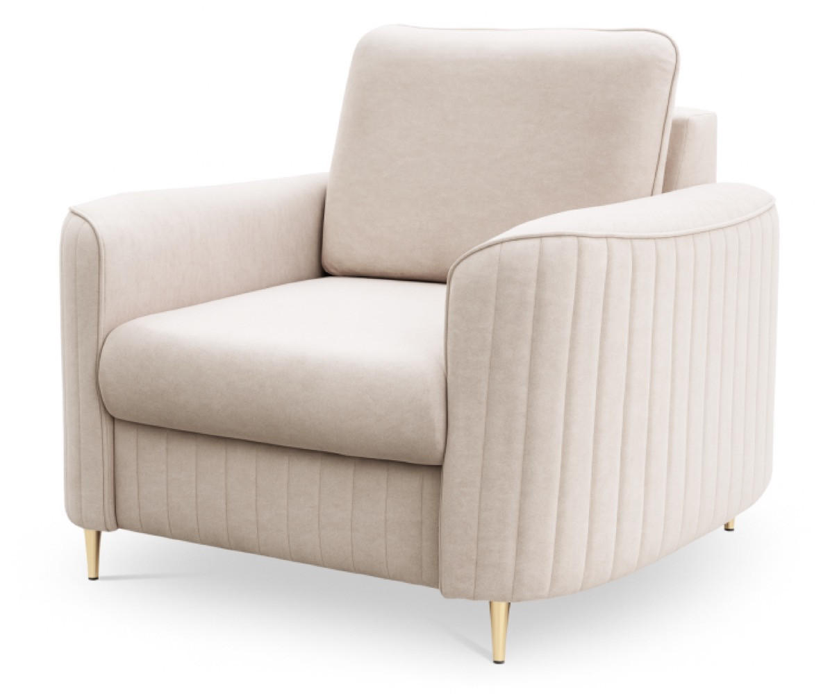 SESSEL Beige LOREN Mit Steppungen Auf Goldenen Beinen - Beige, Textil (100/85/94cm) - Sepro Meble