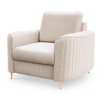 SESSEL Beige LOREN Mit Steppungen Auf Goldenen Beinen - Beige, Textil (100/85/94cm) - Sepro Meble