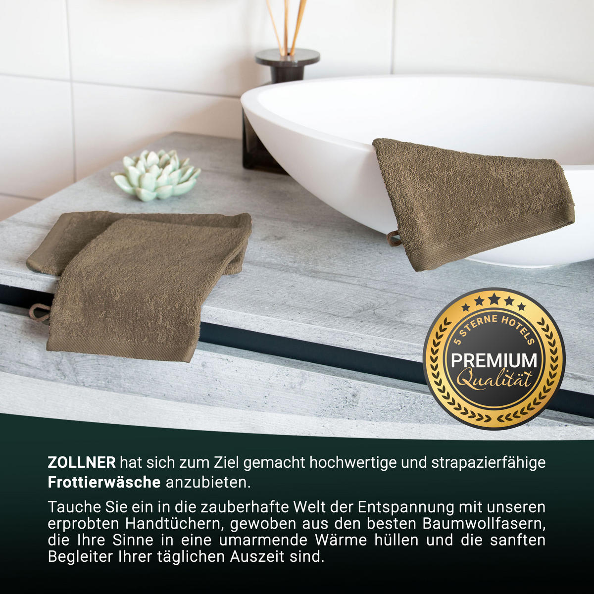 WASCHHANDSCHUH, 10er-Set, 16x21 cm, 100% Baumwolle, Braun - Braun, Textil (16/21cm) - Zollner