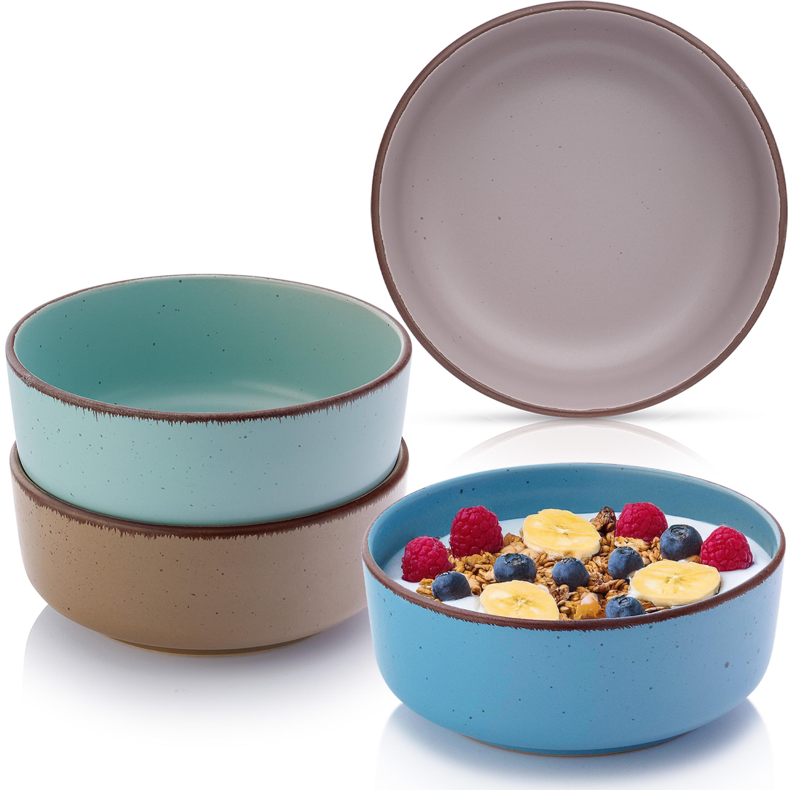 SCHALEN BOMBAY MEERESBODEN - 4 teilig aus Steingut - Blau/Braun, Stein (16.5/16.5/6.5cm) - Sänger
