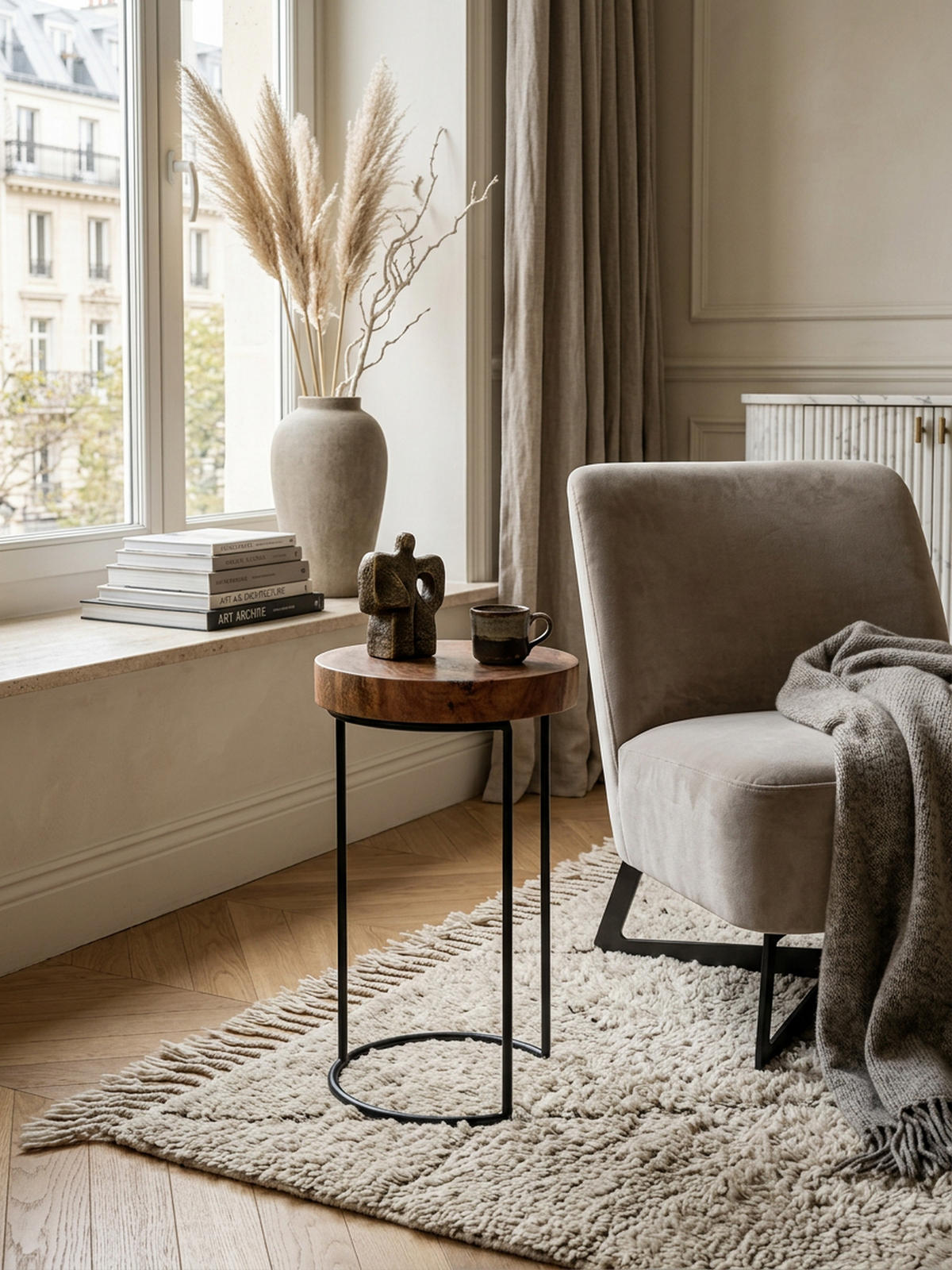 BEISTELLTISCH Massivholz Metallgestell Baumstammplatte Landhausstil INDI, Braun 28x28x45 cm - Schwarz/Braun, Holz/Metall (28/28/45cm) - KADIMA DESIGN