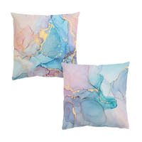 DEKOKISSEN 2er-Set Aquarell Pastell mit Gold Duo 50/50 cm - Türkis, Textil (50/50cm) - Bilderwelten