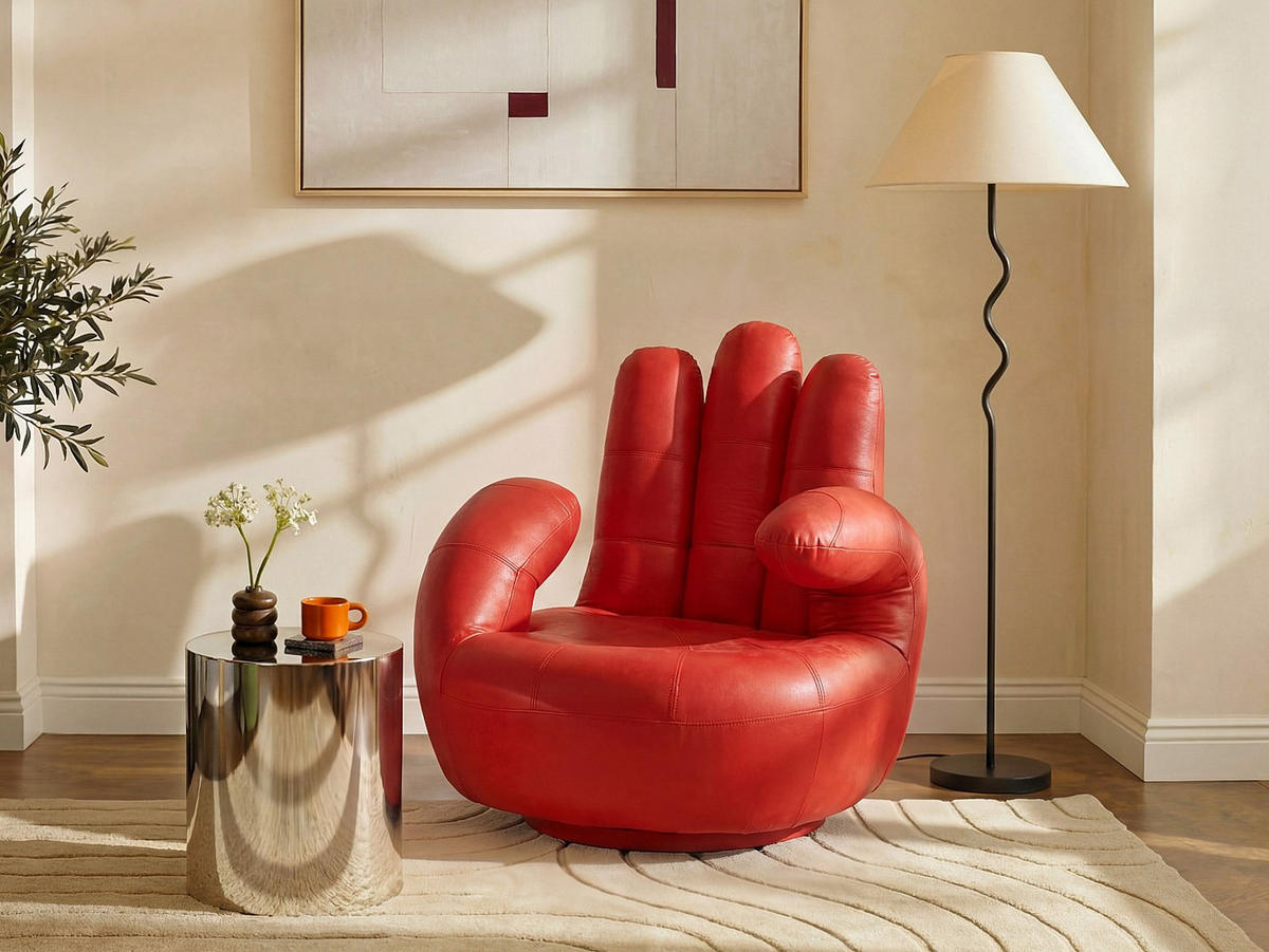 SESSEL mit gerader Rückenlehne - 1 Person - kunstleder - rot Catchy - Rot, Leder (82/89/78cm) - Vente-Unique