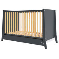 BABYBETT Zoe, Mitwachsendes, mit Schublade Anthrazit - Anthrazit, Holz (60/120cm) - Premiers Moments