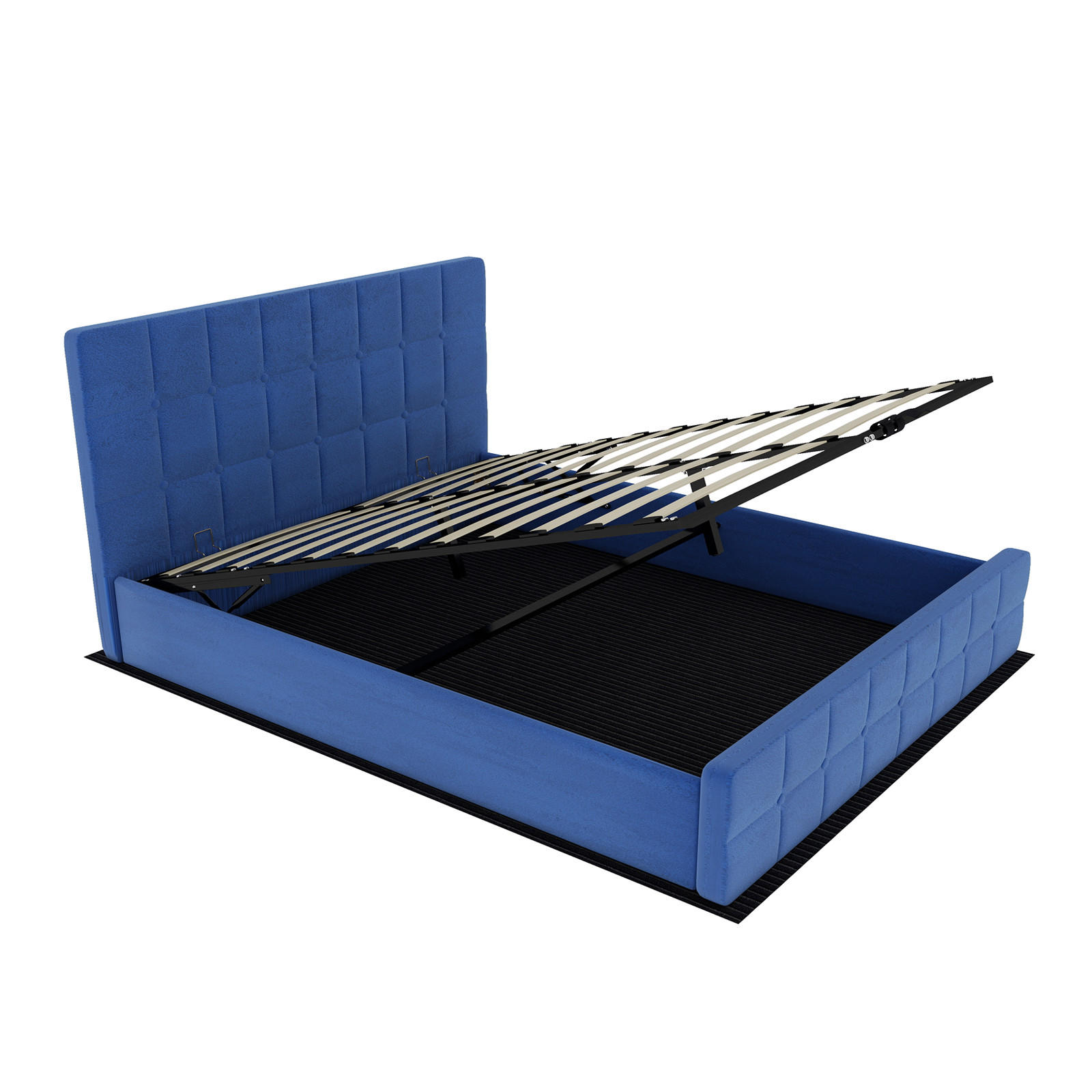 STAURAUMBETT 160/200 cm DE-35403 mit Staufach Blau - Blau, Metall (160/200cm) - ComfortXL
