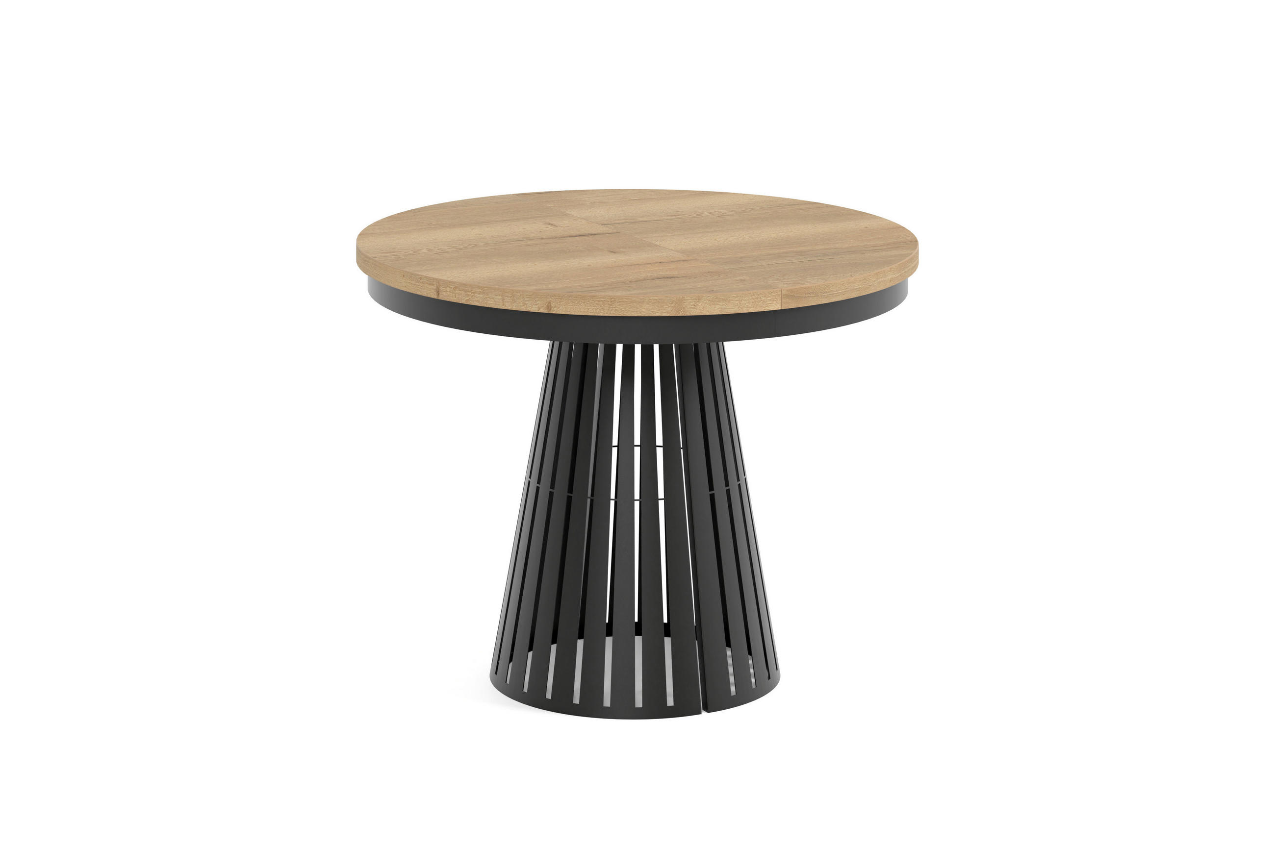 ESSTISCH Cone Bis - Hellbraun/Schwarz, Holzwerkstoff/Metall (100/100/76cm) - Meblini