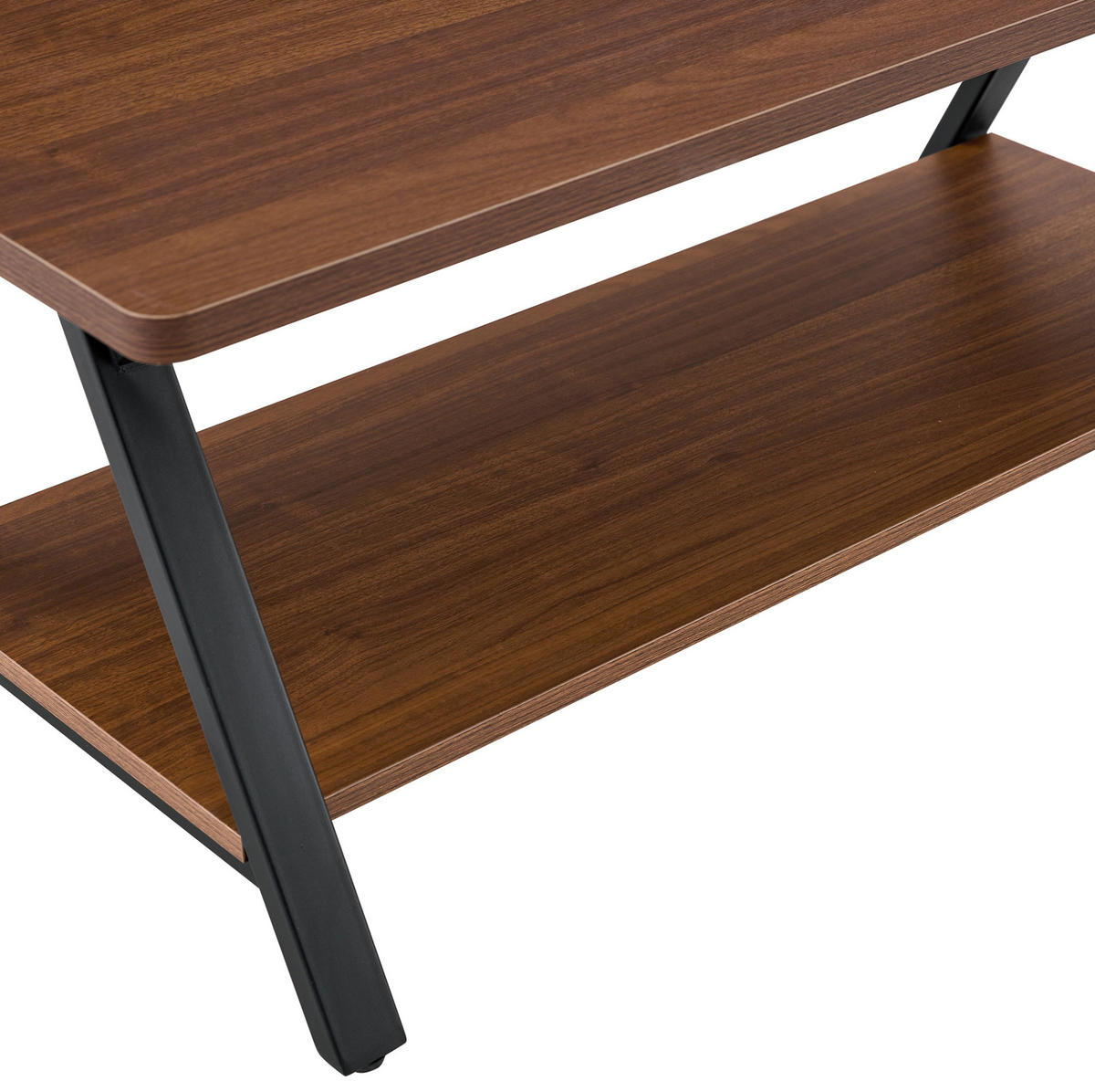 COUCHTISCH 110/57/44.5 cm in Walnuss aus MDF mit Stauraumregal - Walnussfarben, Holzwerkstoff (110/57/44.5cm) - OKMYHOME