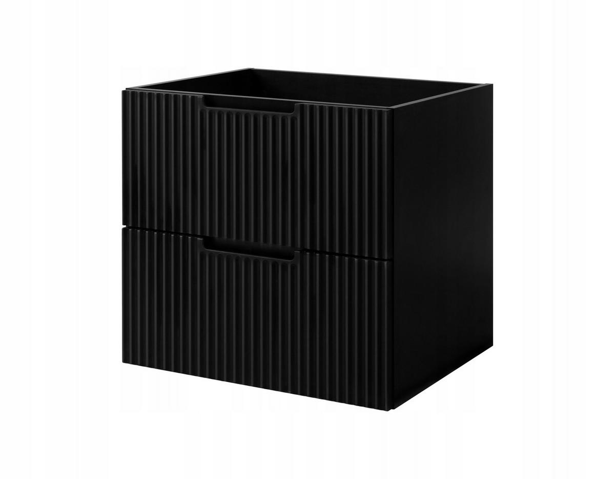 WASCHBECKUNTERSCHRANK VENA 80 cm mit Arbeitsplatte Farbe: Matt Schwarz mit einem Regal Gerillte Vorderseite Matt Schwarz - Schwarz, Holzwerkstoff (80/58/46cm) - Rodan