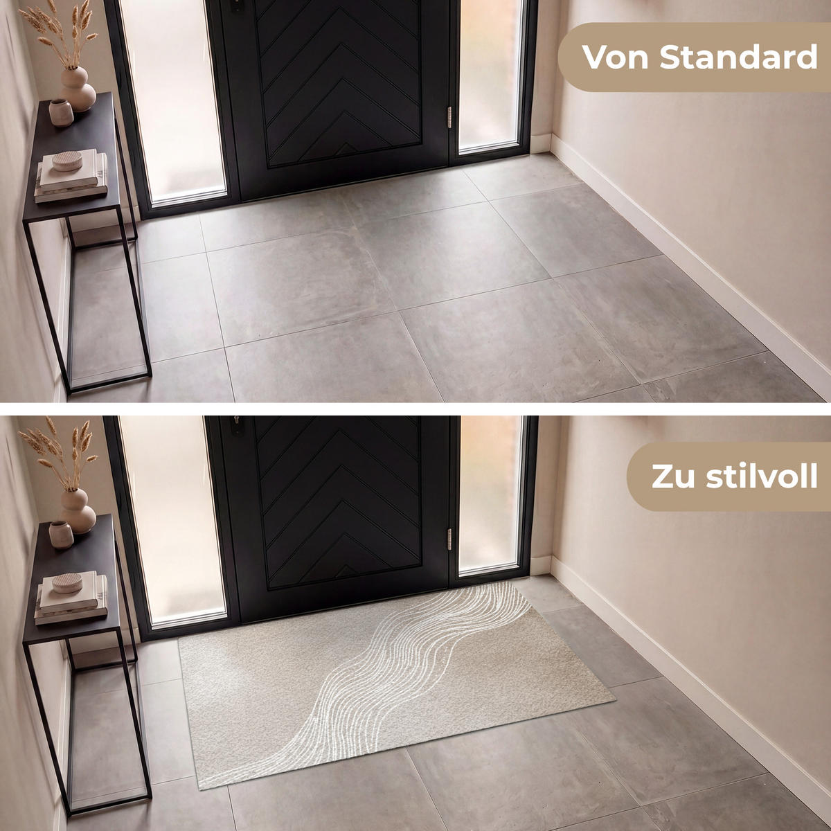 FUSSMATTE Wellenlinien - Fließend - Sandfarben Fußabtreter 150x90 cm - Beige, Kunststoff (150/90cm) - MuchoWow