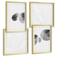 BILDER SET 4er Set - 50x50 cm & 40x60 cm Goldrahmen - Abstrakte Kunst, Farbspritzer - Goldfarben, Kunststoff (50/50cm) - TULUP