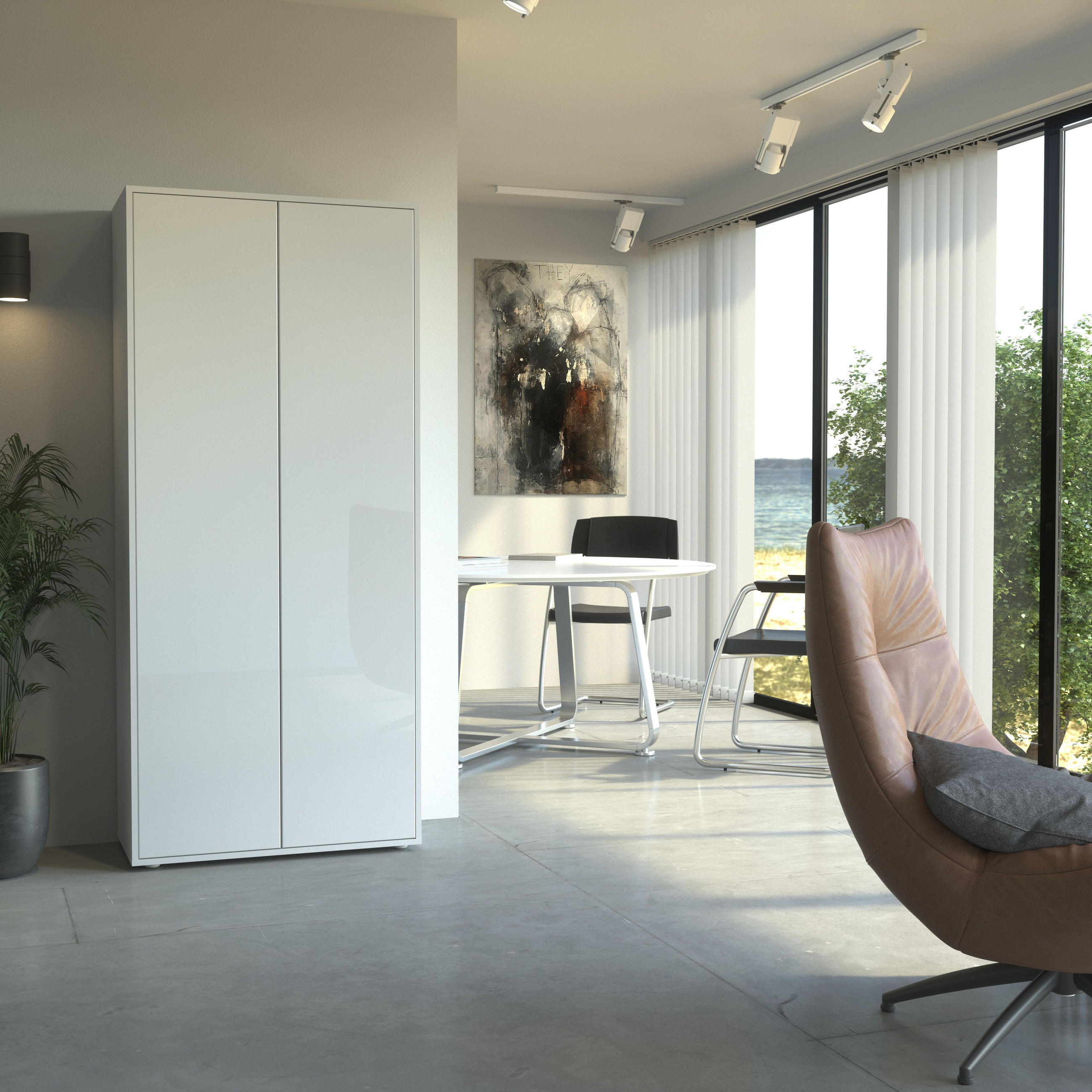 AKTENSCHRANK Amira T00 Weiß Hochglanz 180/80/40 cm - Weiß Hochglanz, Holzwerkstoff (80/180/40cm) - SIMPLYFURN