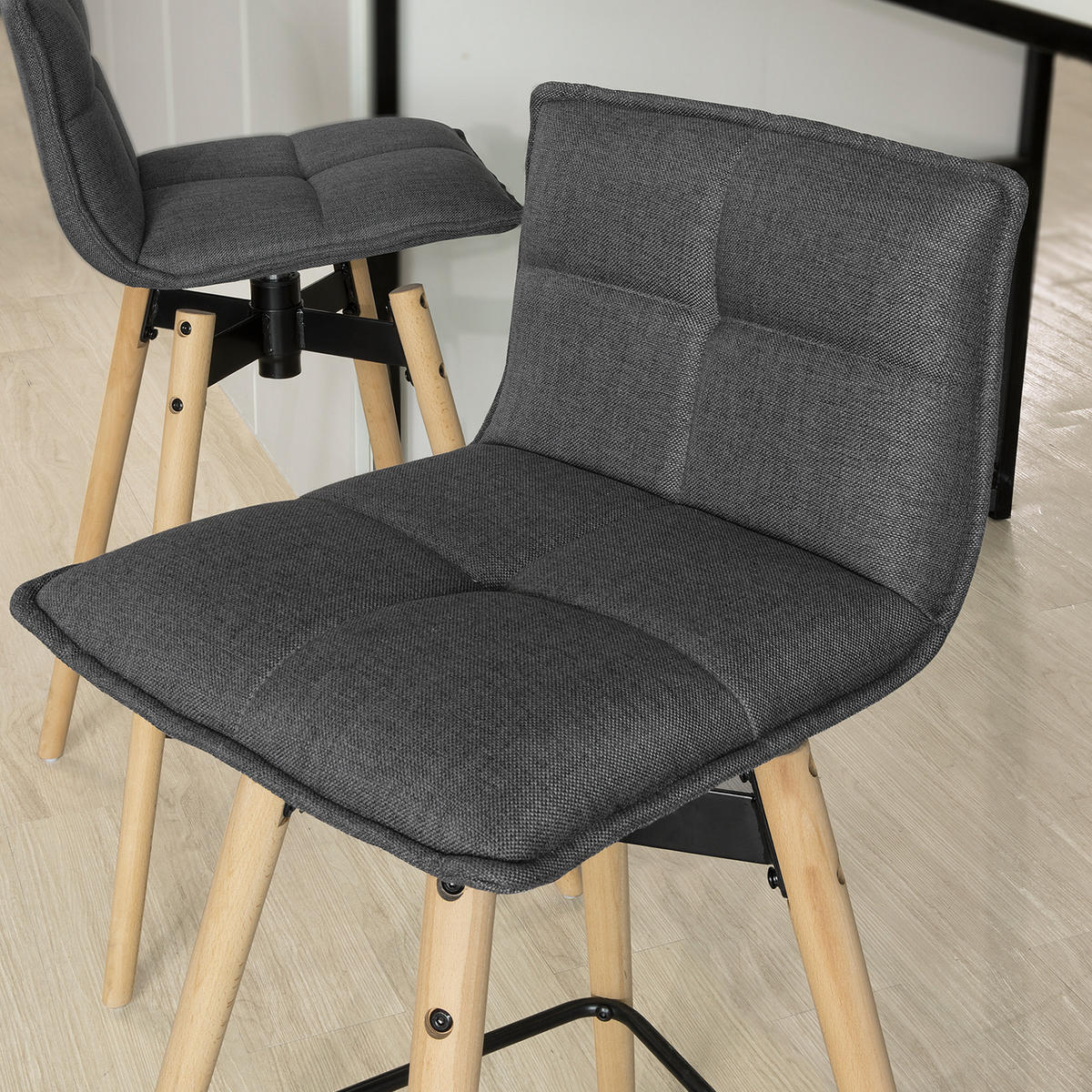 BARHOCKER 360° drehbar Grau - Grau, Holzwerkstoff (38/98/36cm) - SoBuy