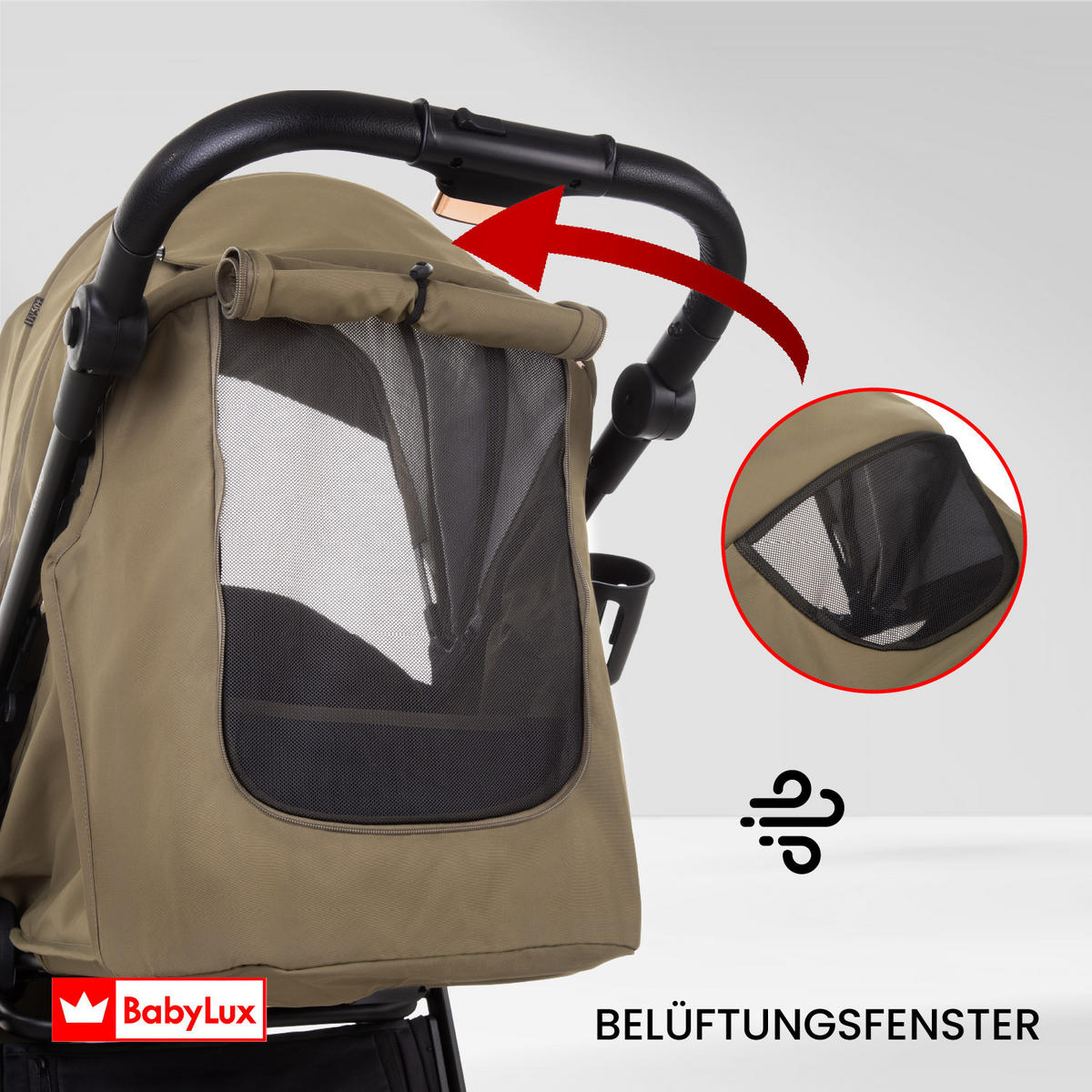 BUGGY Rombo, Klein und Leicht, Teleskopische Führung, Kompakt Faltbar, Wickeltasche, Reisetasche - Schwarz/Rosa, Textil/Metall (58/98cm) - BabyLux