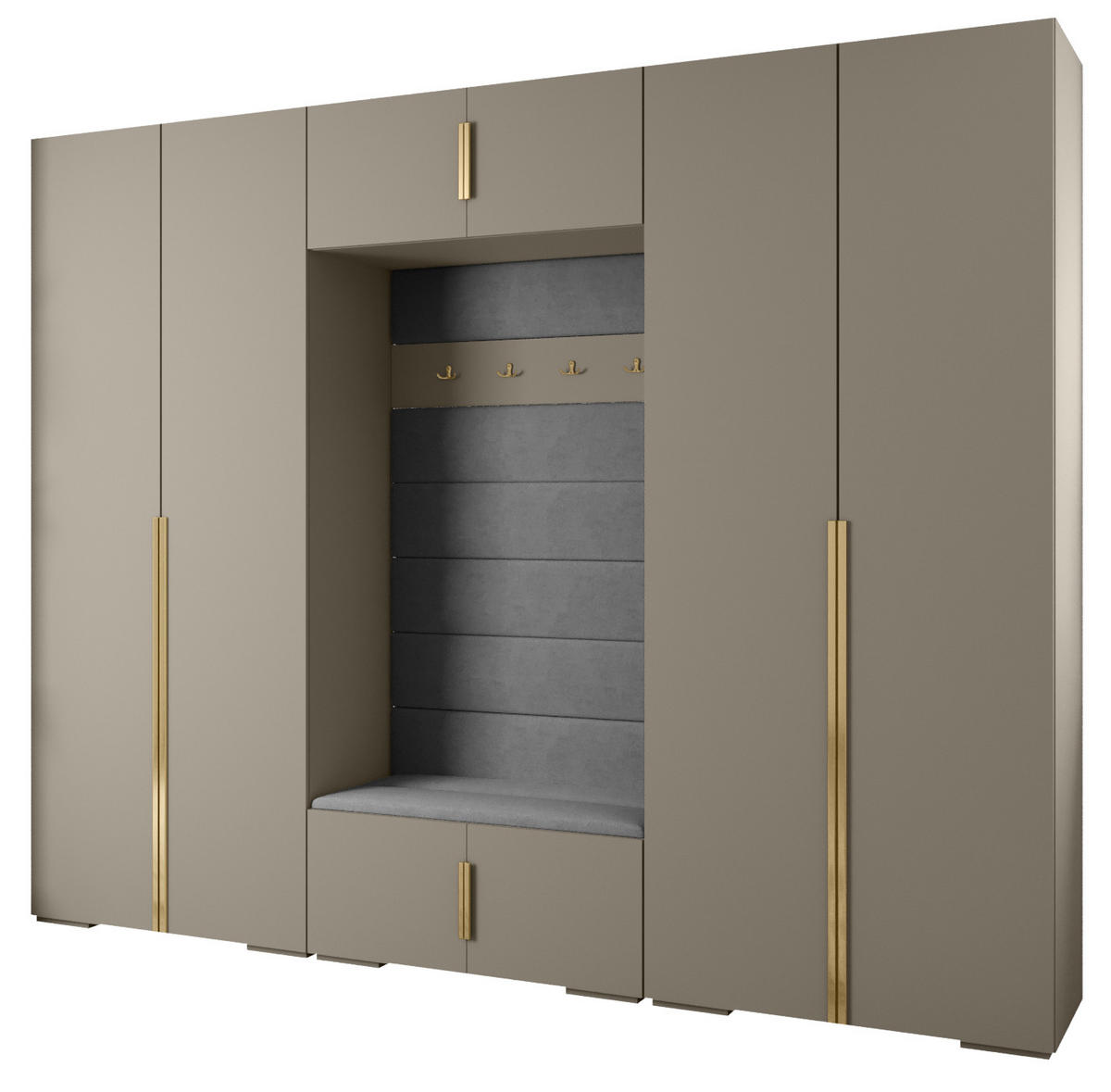 GARDEROBEN-SET 236,7/300/47 - Kaschmir/Goldfarben, Holz/Kunststoff (300/236.7/47cm) - Abiks Möbel