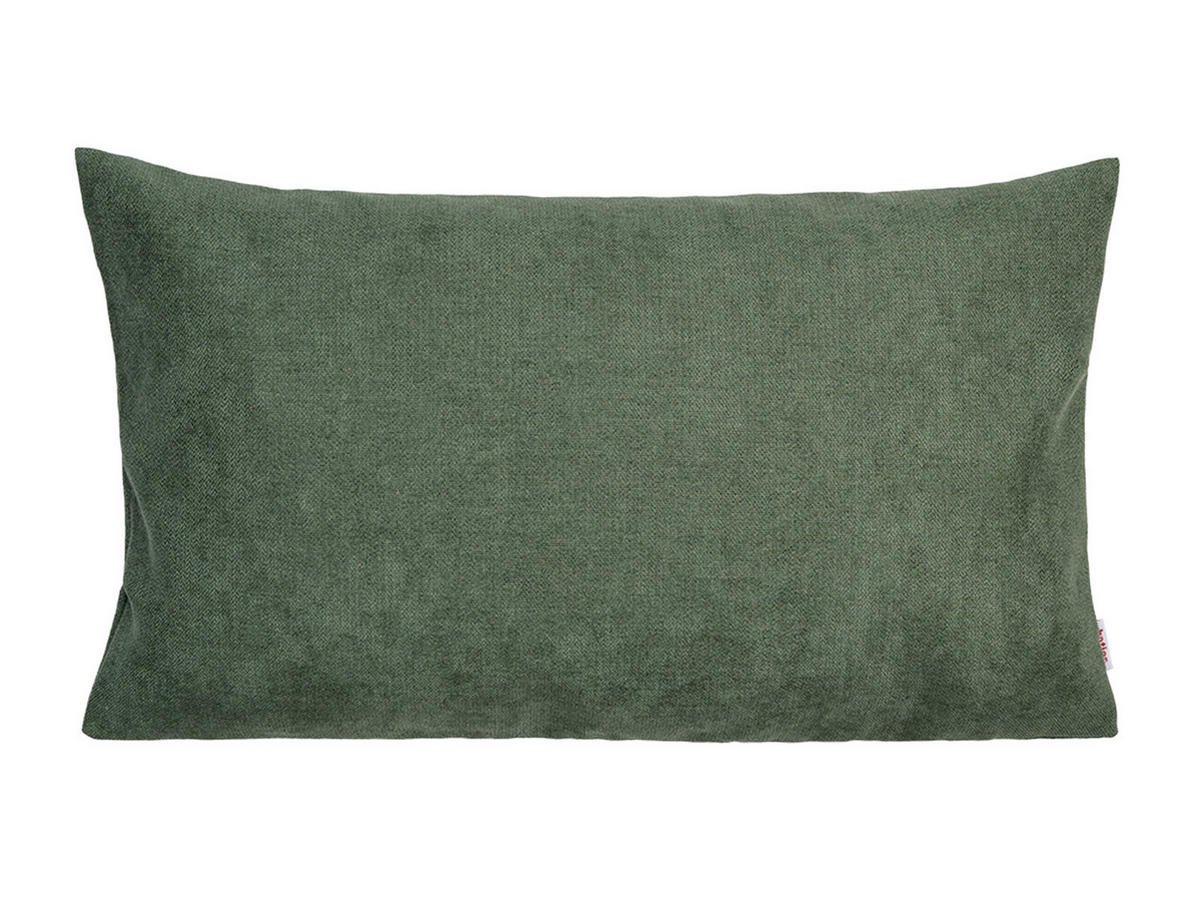 KISSENHÜLLE FarbTon Chenille-Haptik oliven-grün 50/30 cm - Dunkelgrün, Textil (30/50cm) - beties Heimtextil