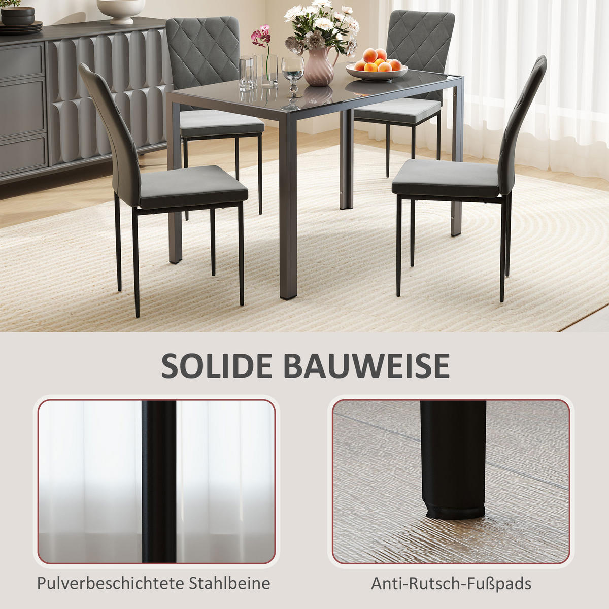 ESSZIMMERSTÜHLE 4er-Set - Dunkelgrau, Kunststoff (42/95/58cm) - HOMCOM