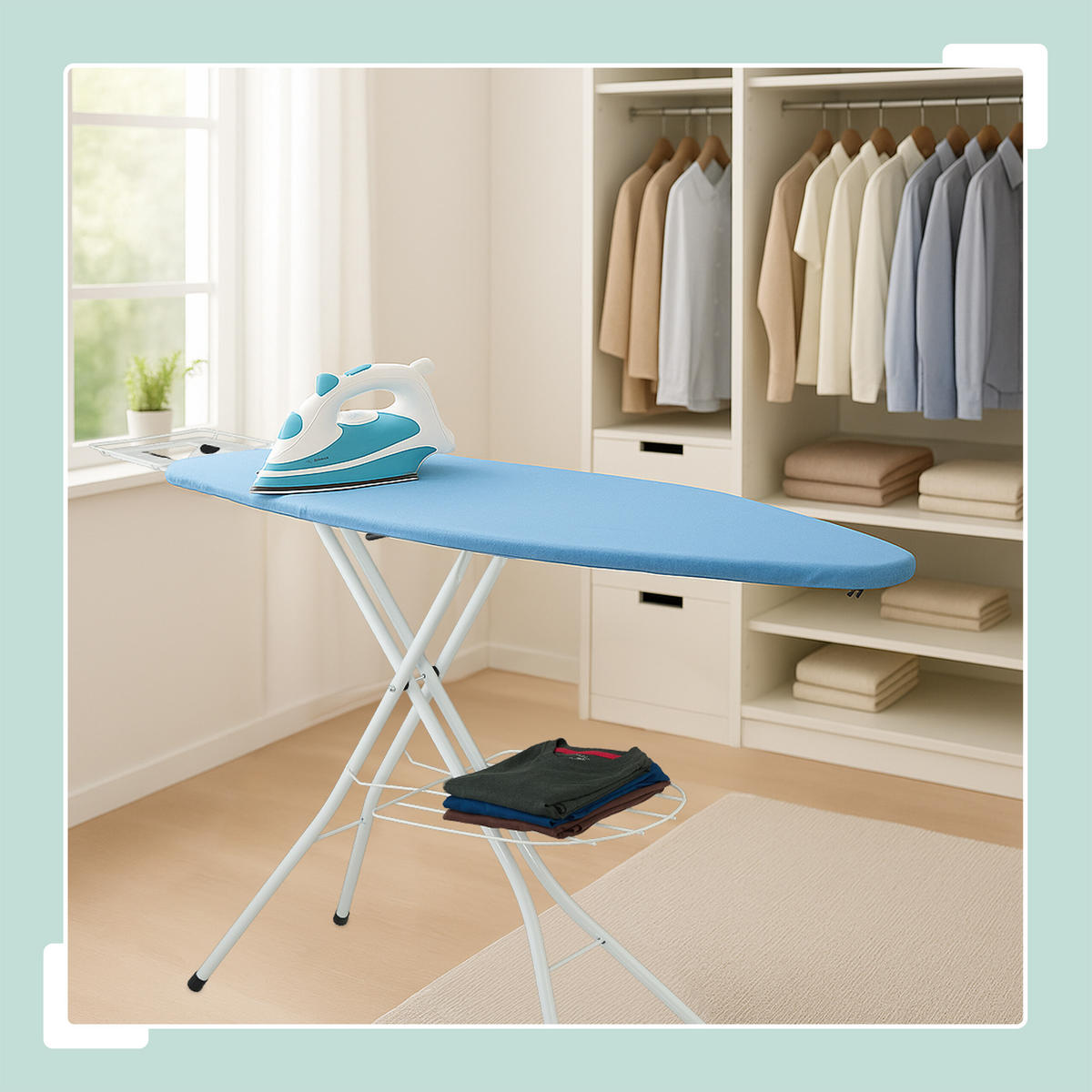 ŽEHLIACA doska - viacfarebná, kov/textil (143/38cm) - Relaxdays