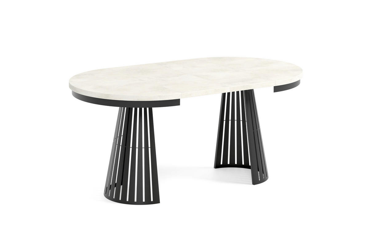 ESSTISCH Cone Bis - Creme/Schwarz, Holzwerkstoff/Metall (100/100/76cm) - Meblini