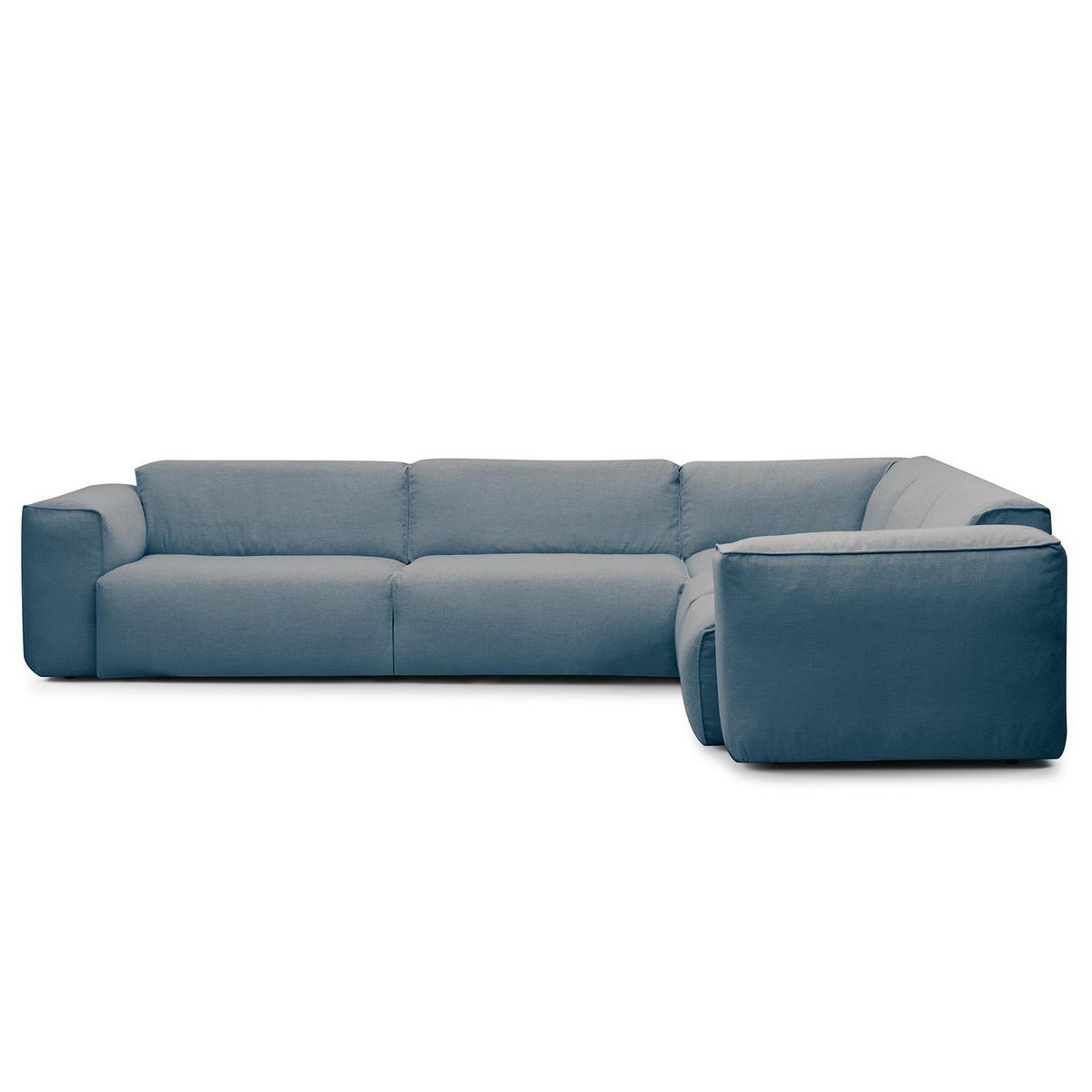 ECKSOFA mit Rundecke - Blaugrau/Schwarz, Kunststoff/Textil (325/260cm) - home24