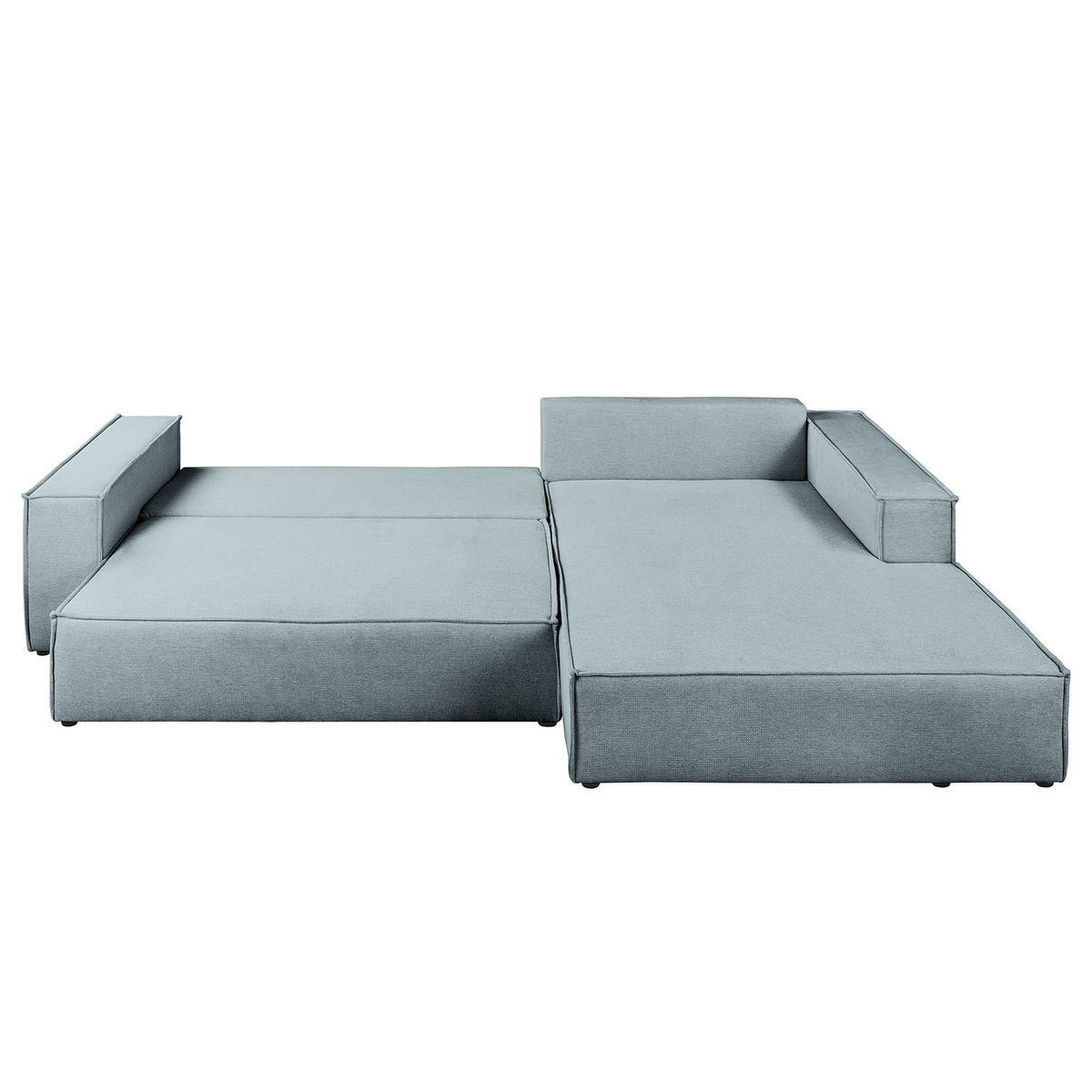 ECKSOFA mit Schlaffunktion - Longchair - Blaugrau/Schwarz, Kunststoff/Textil (294/185cm) - home24